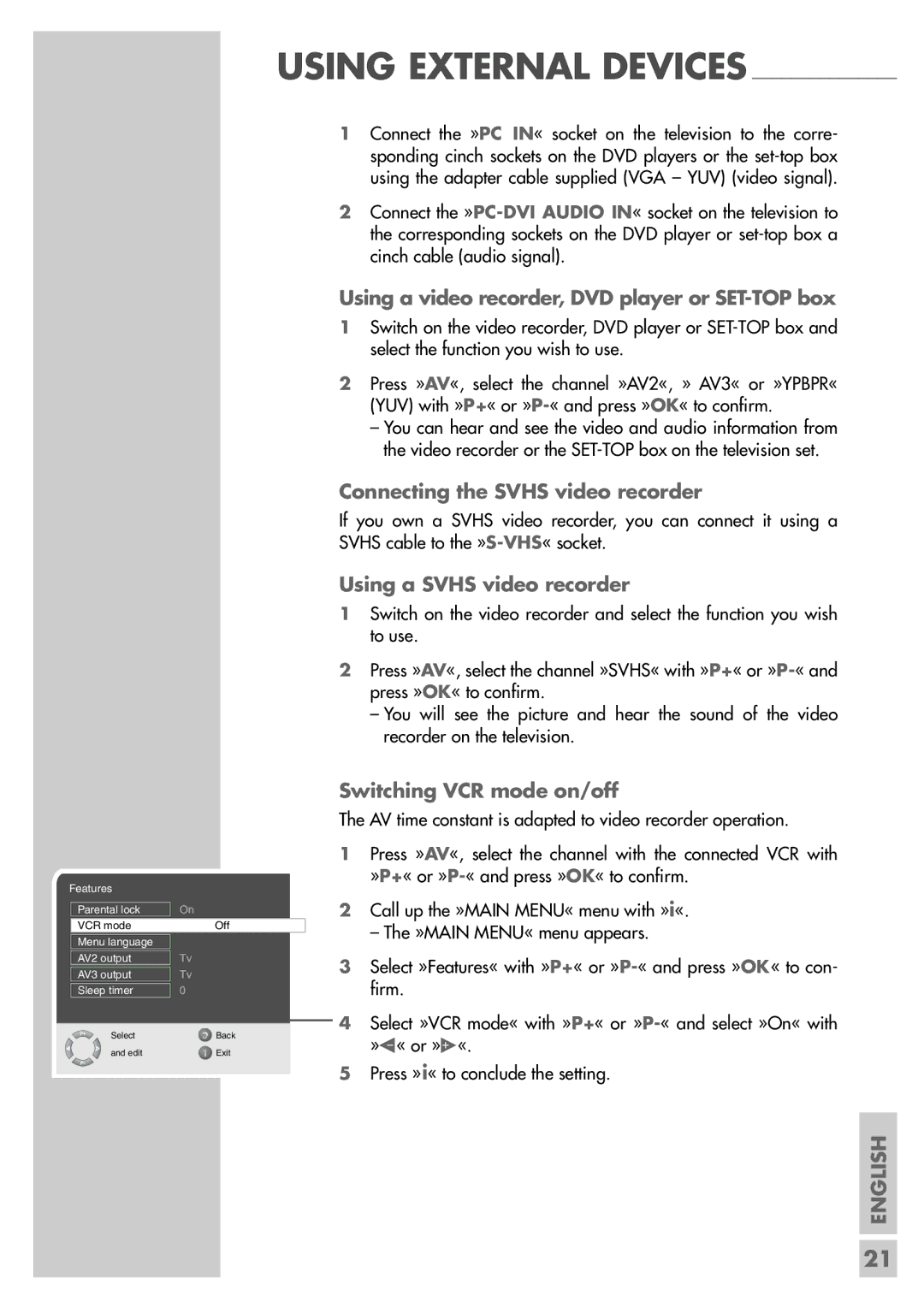 Grundig LXW 68-8510 TOP manual Using a video recorder, DVD player or SET-TOP box, Connecting the Svhs video recorder 