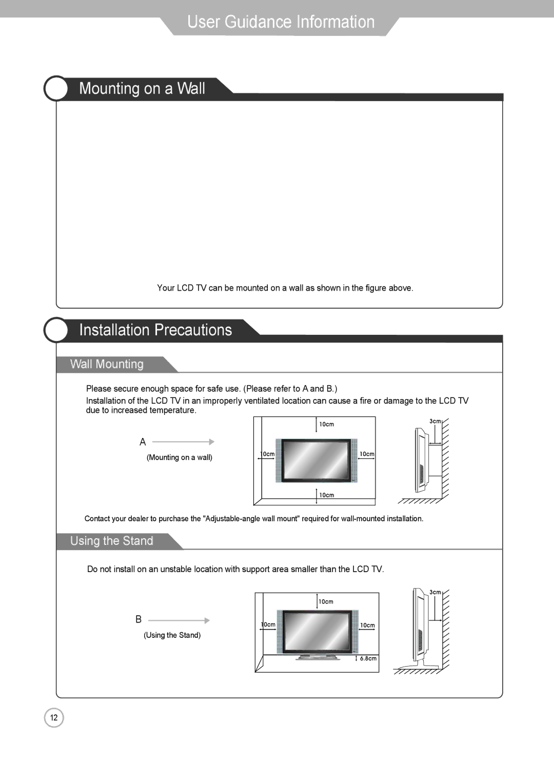 Grundig LXW 102-8625 REF manual Mounting on a Wall, Installation Precautions 