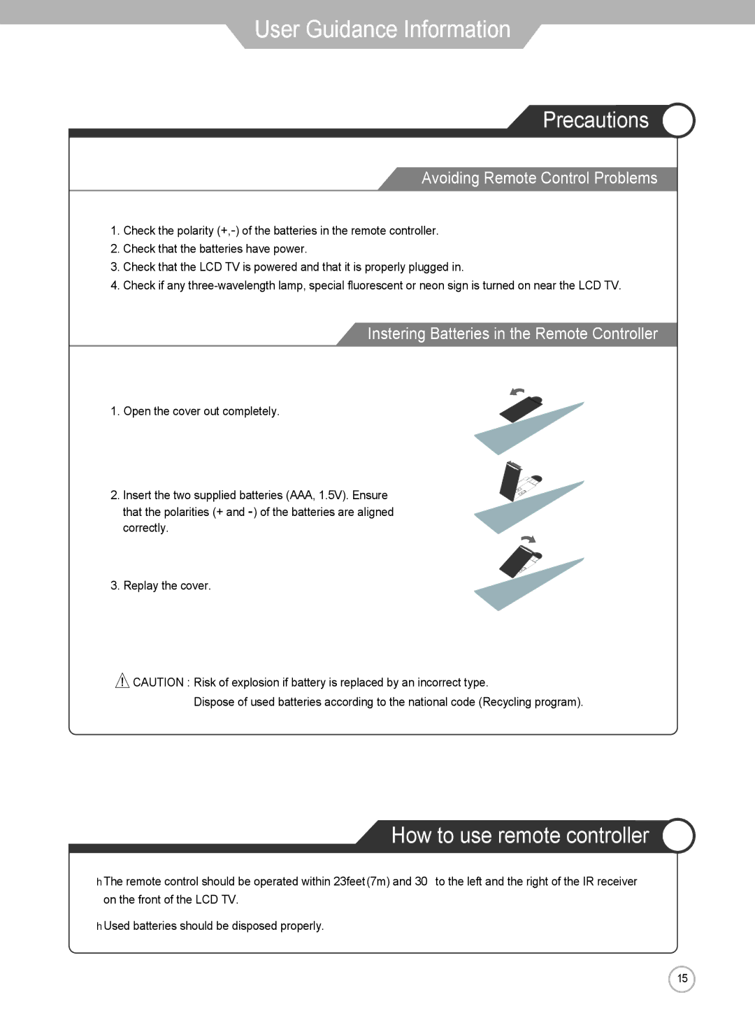 Grundig LXW 102-8625 REF manual Precautions, How to use remote controller 