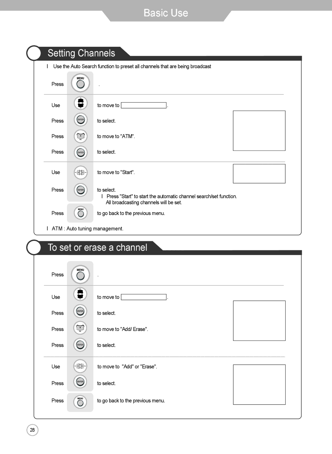 Grundig LXW 102-8625 REF manual Setting Channels, To set or erase a channel 