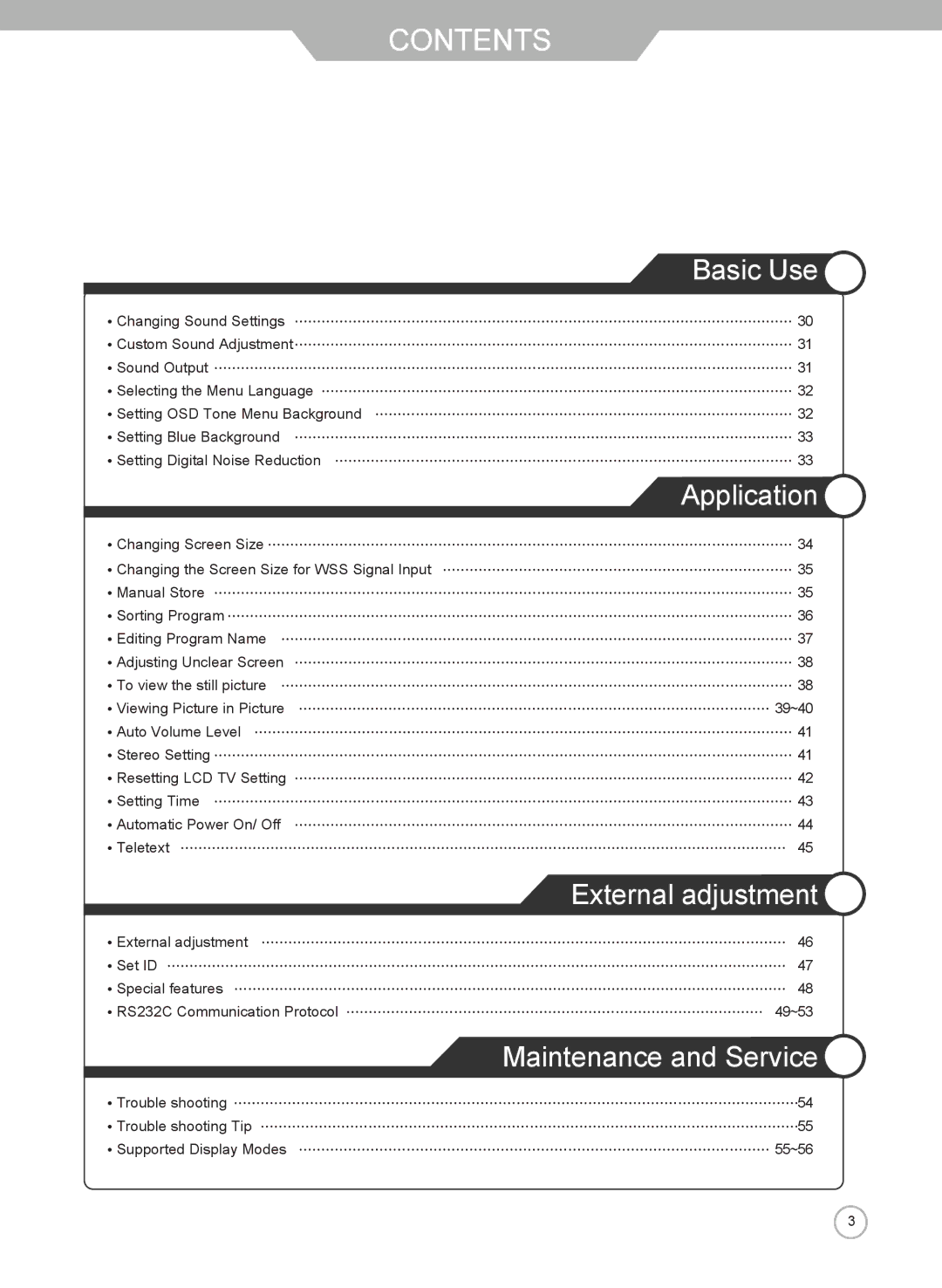 Grundig LXW 102-8625 REF manual Application, External adjustment, Maintenance and Service 