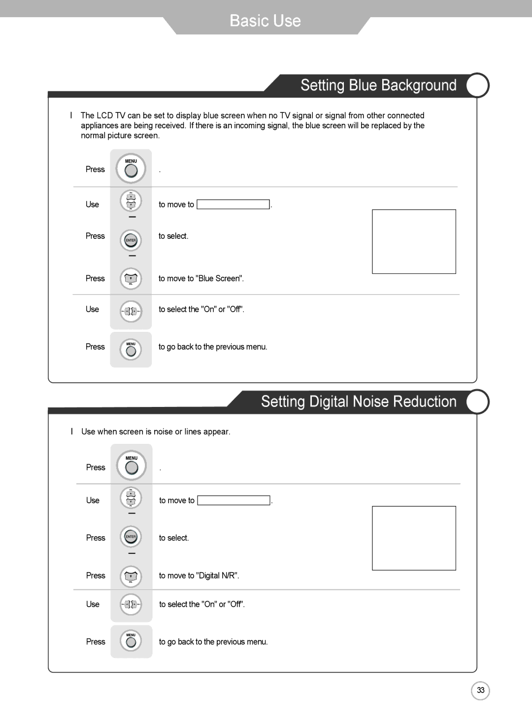 Grundig LXW 102-8625 REF manual Setting Blue Background, Setting Digital Noise Reduction 