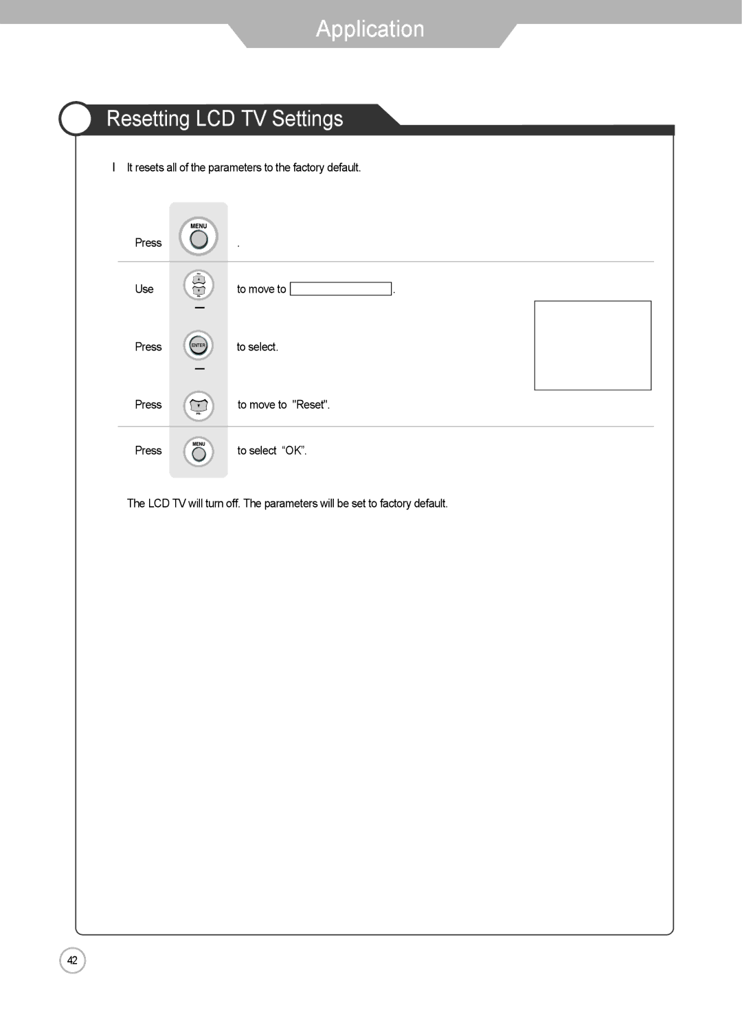 Grundig LXW 102-8625 REF manual Resetting LCD TV Settings 