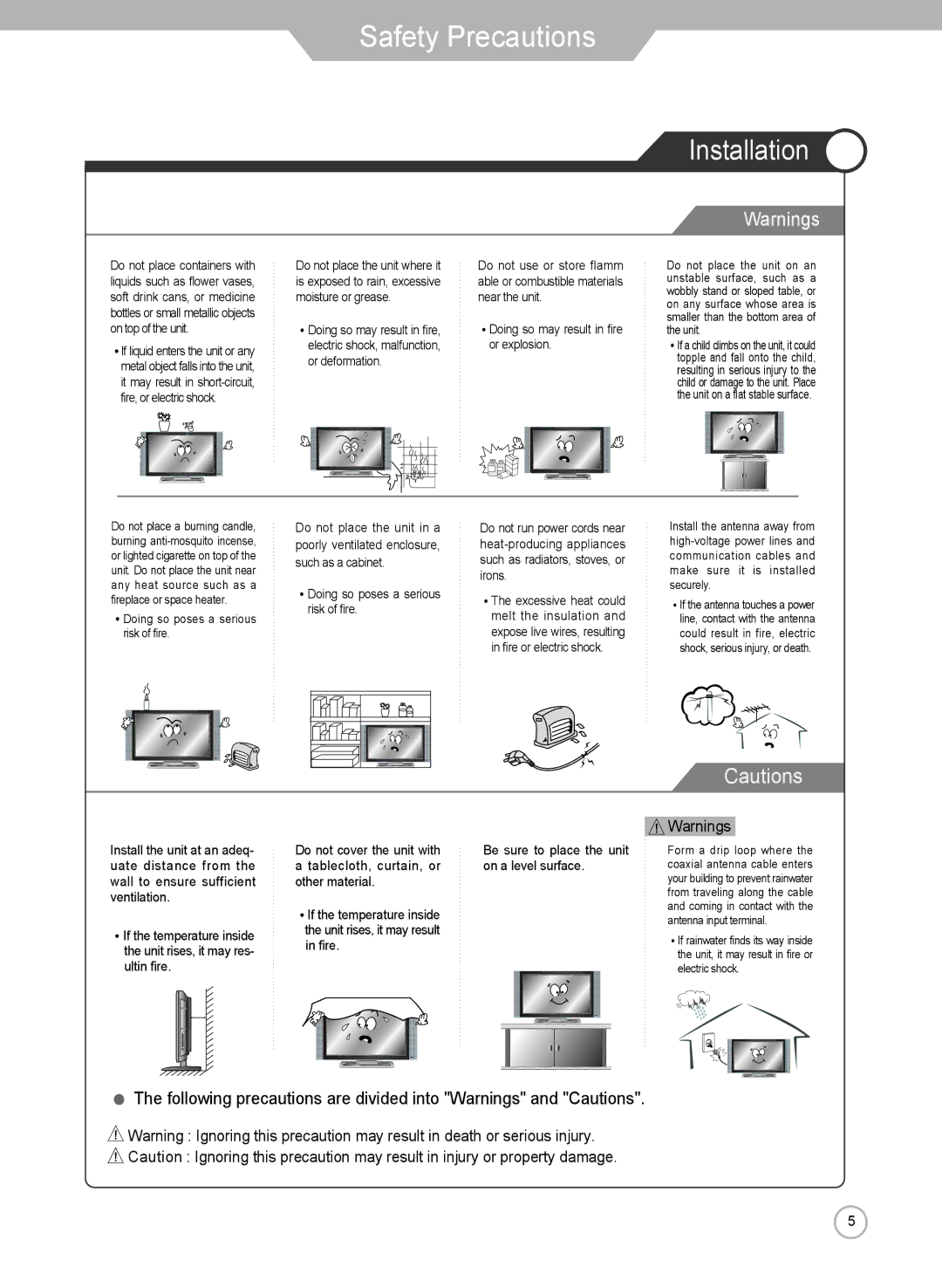 Grundig LXW 102-8625 REF manual Installation, Doing so may result in fire or explosion 