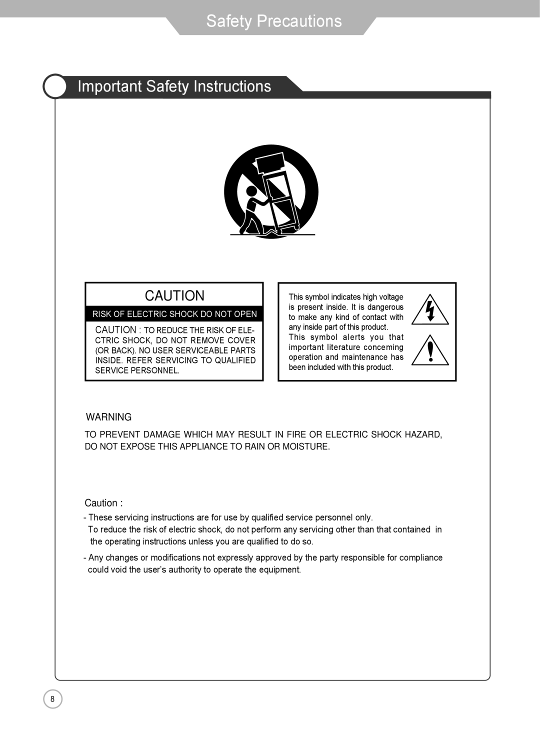 Grundig LXW 102-8625 REF manual Risk of Electric Shock do not Open 