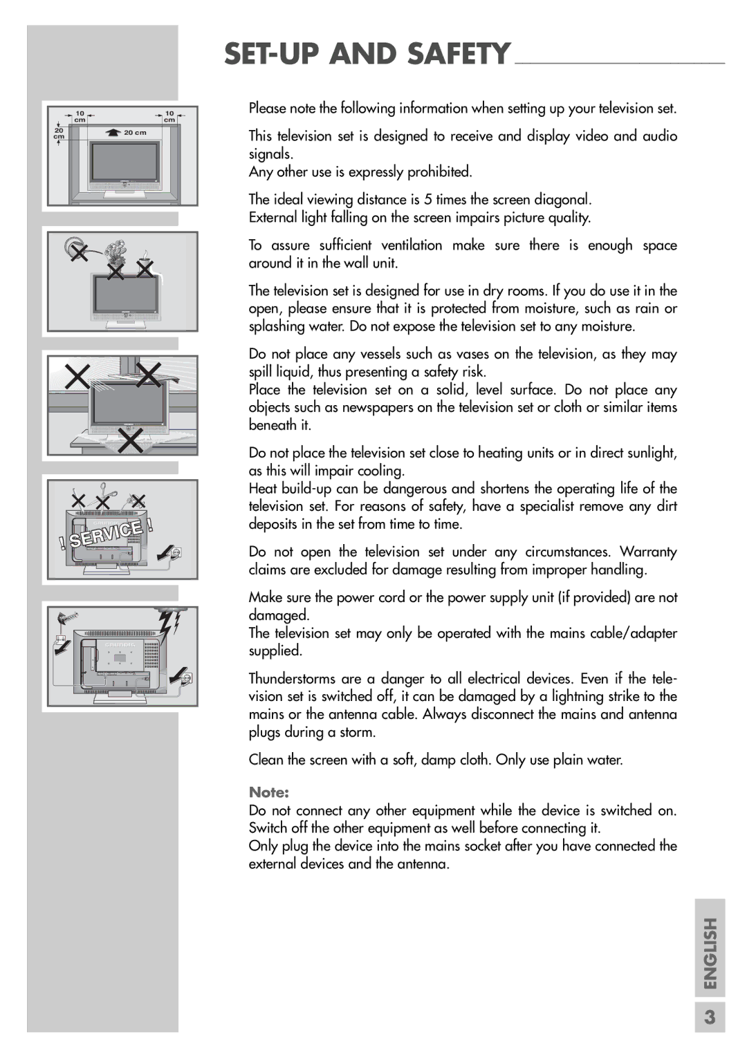 Grundig LXW 82-8620, LXW 70-8620 manual Service, SET-UP and Safety 