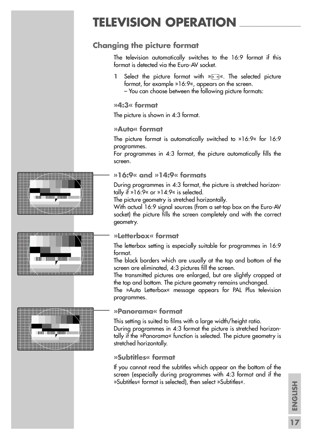 Grundig LXW 68-8720, LXW 82-8720 manual Changing the picture format 