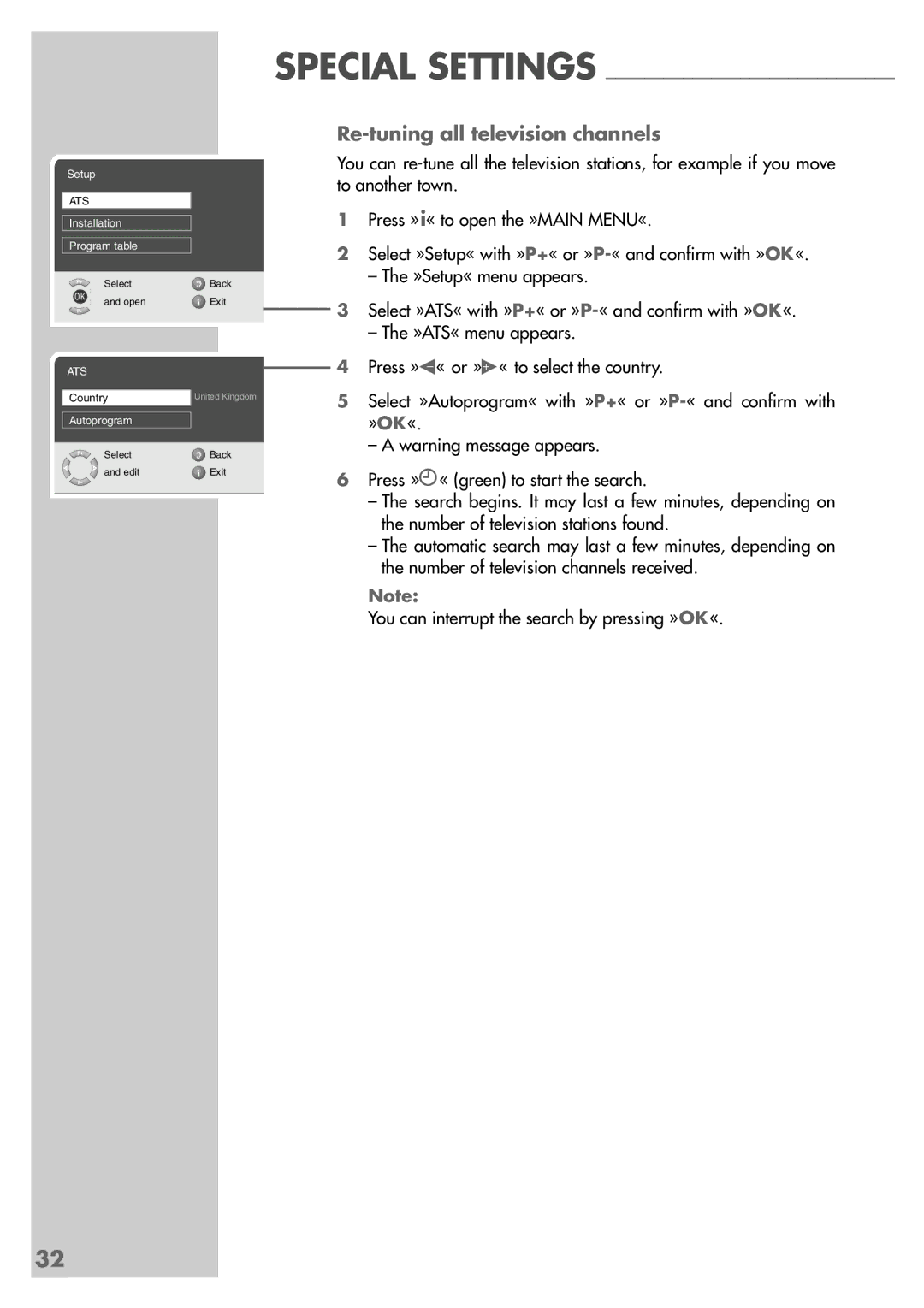 Grundig LXW 82-8720, LXW 68-8720 manual Re-tuning all television channels 