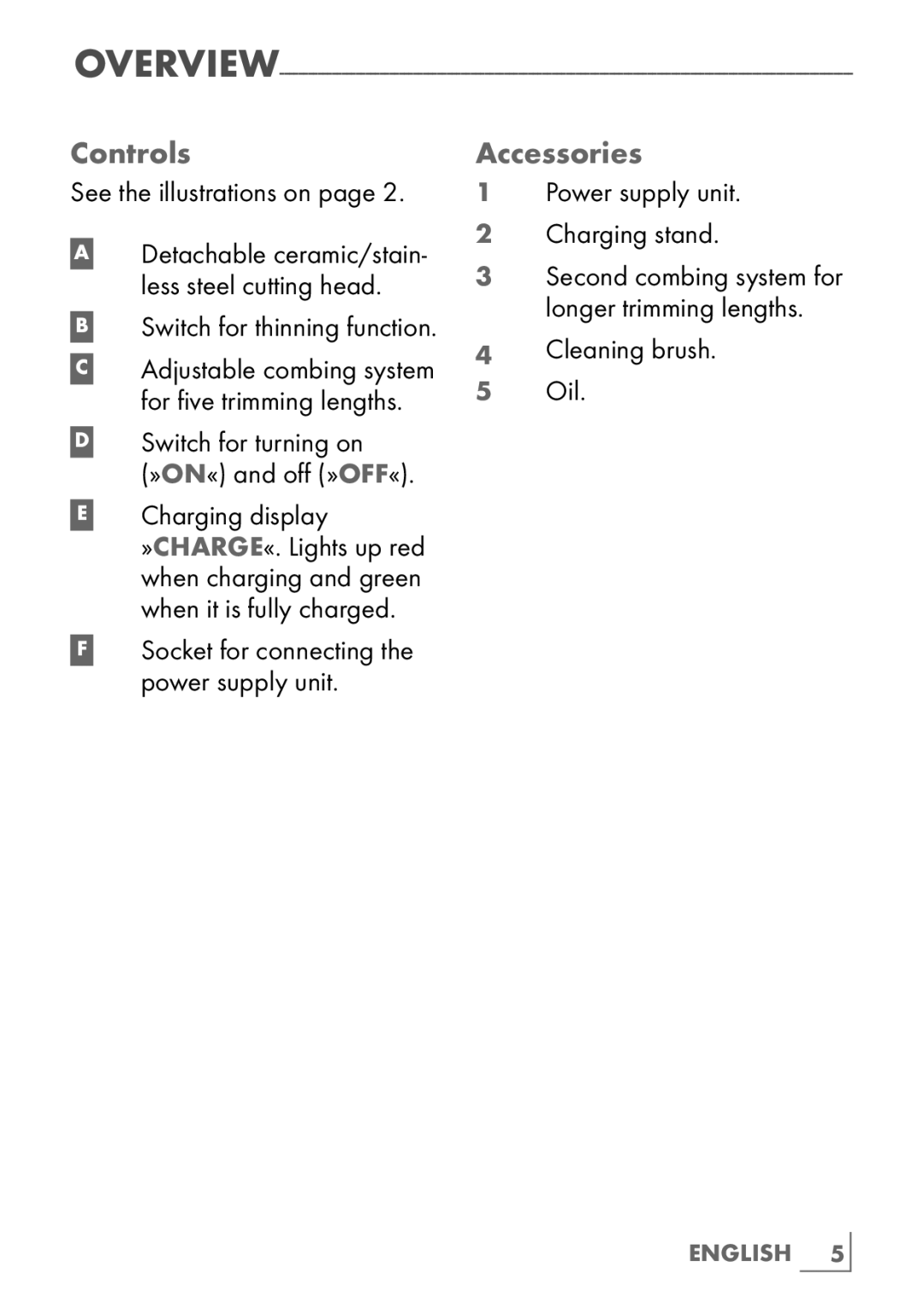 Grundig MC 4840 manual Controls, Accessories, See the illustrations on, Power supply unit Charging stand 