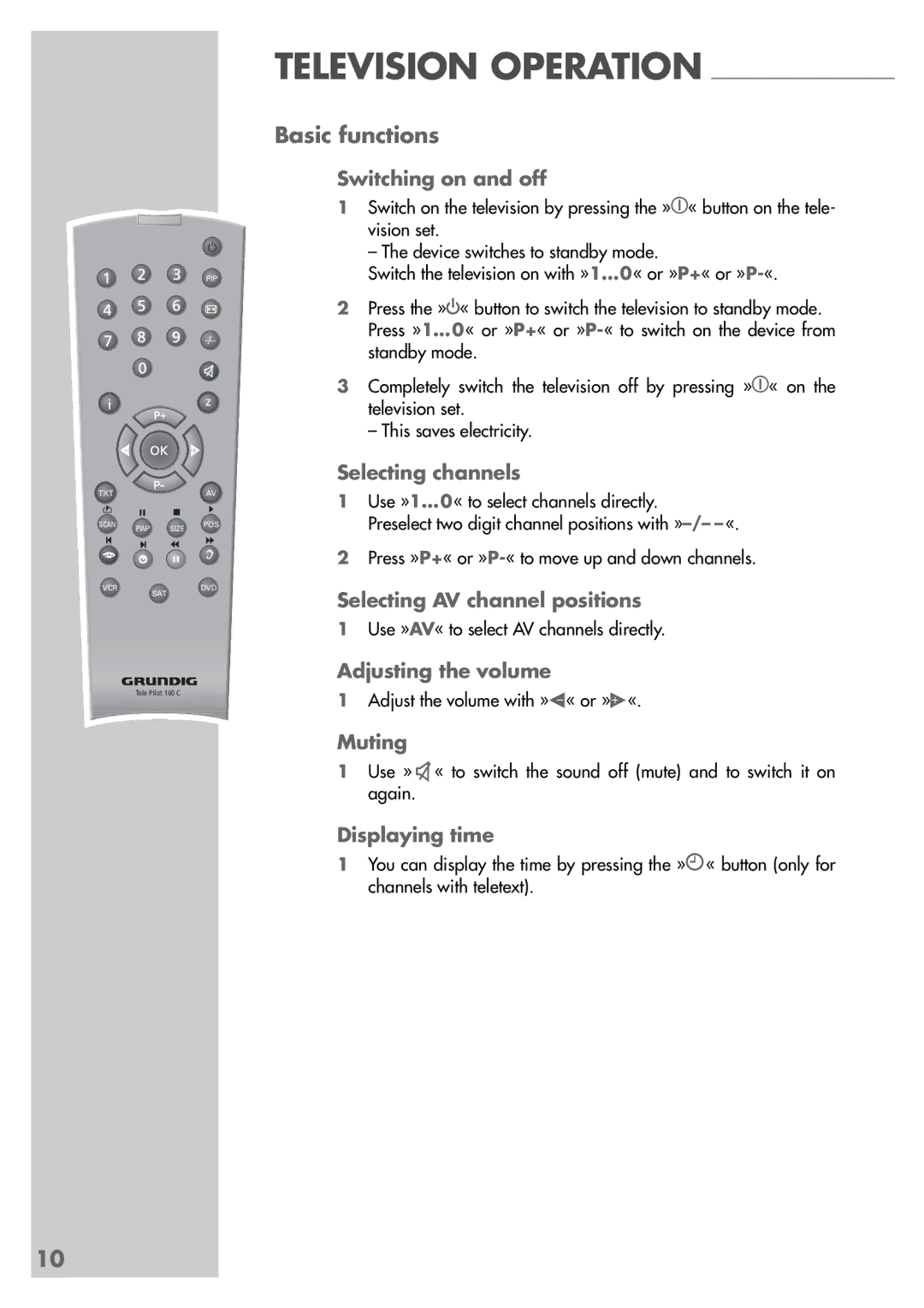 Grundig MF 40-2501/5 TEXT manual Basic functions 