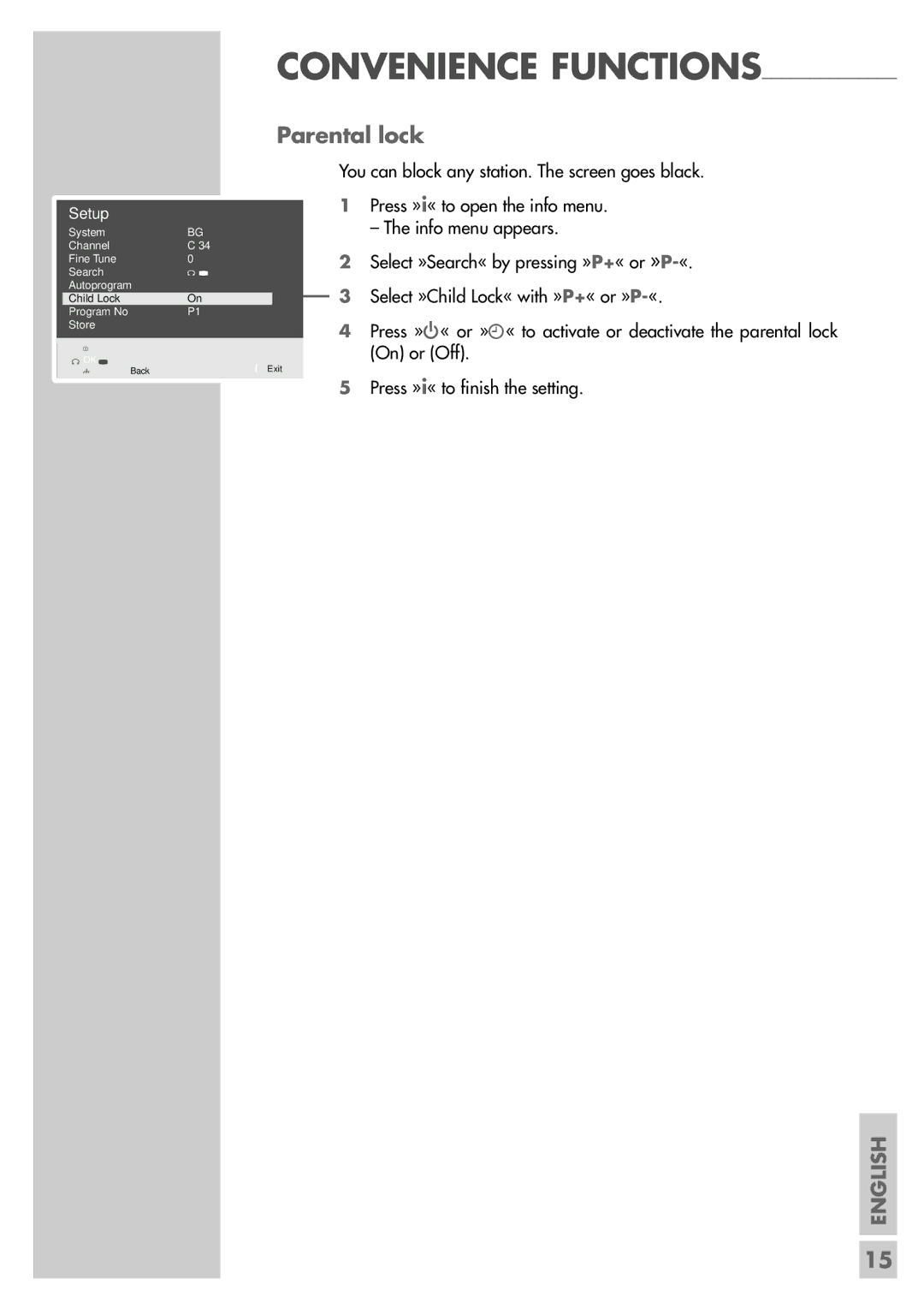 Grundig MF 40-2501/5 TEXT manual Parental lock 