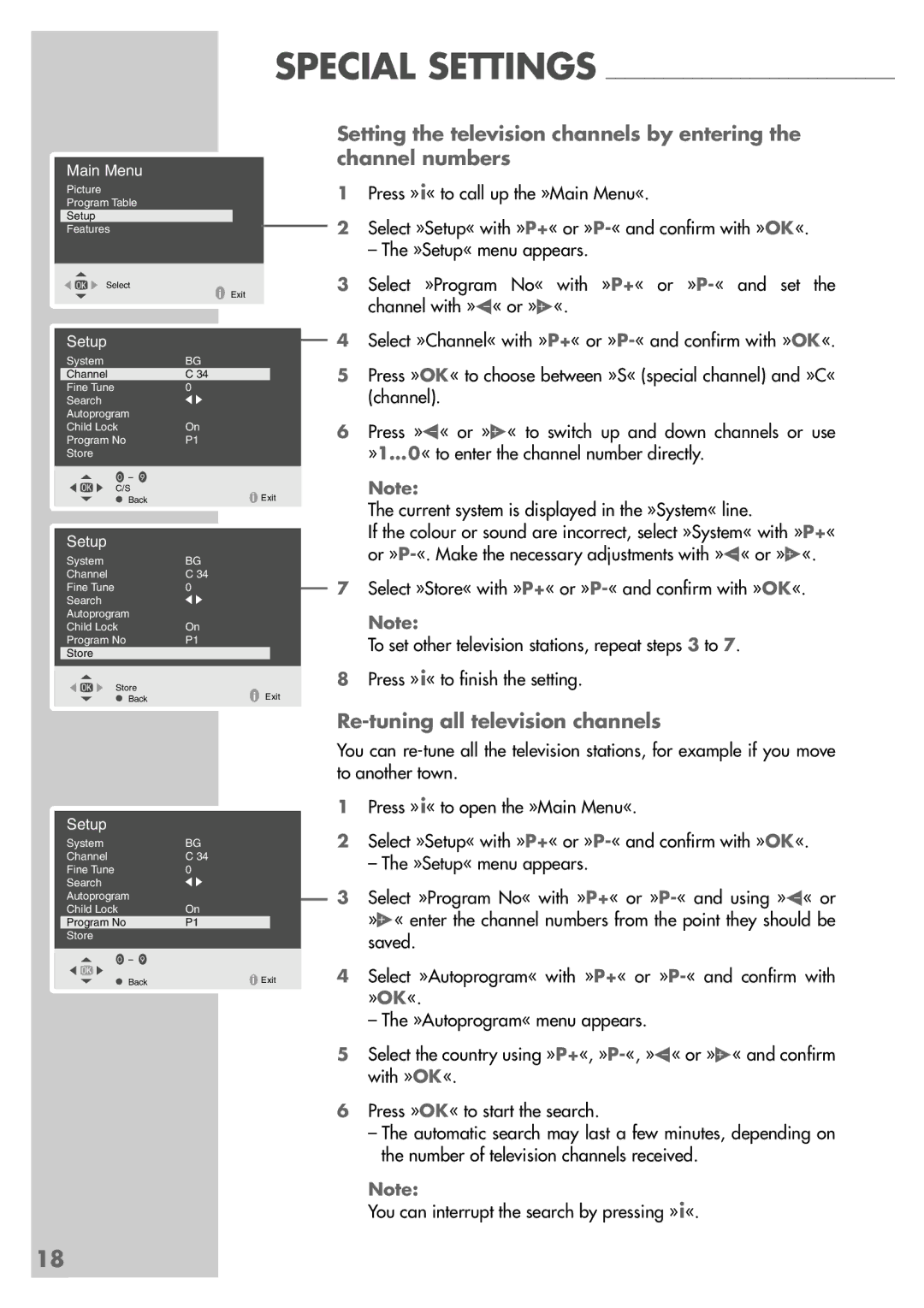 Grundig MF 40-2501/5 TEXT manual Re-tuning all television channels 