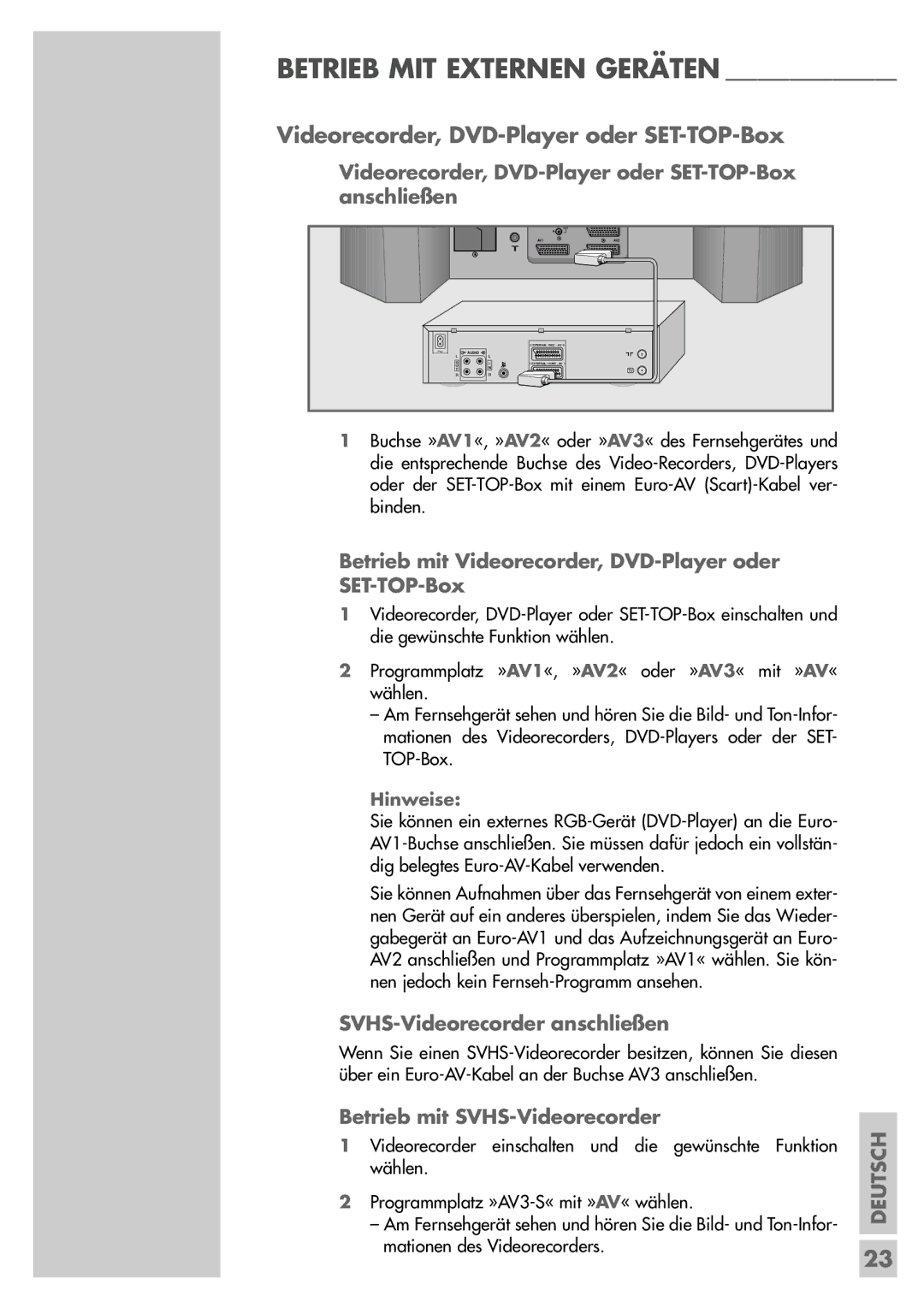 Grundig MFW 82-2410/7 Dolby, MF 72-2410/7 TOP Videorecorder, DVD-Player oder SET-TOP-Box, SVHS-Videorecorder anschließen 