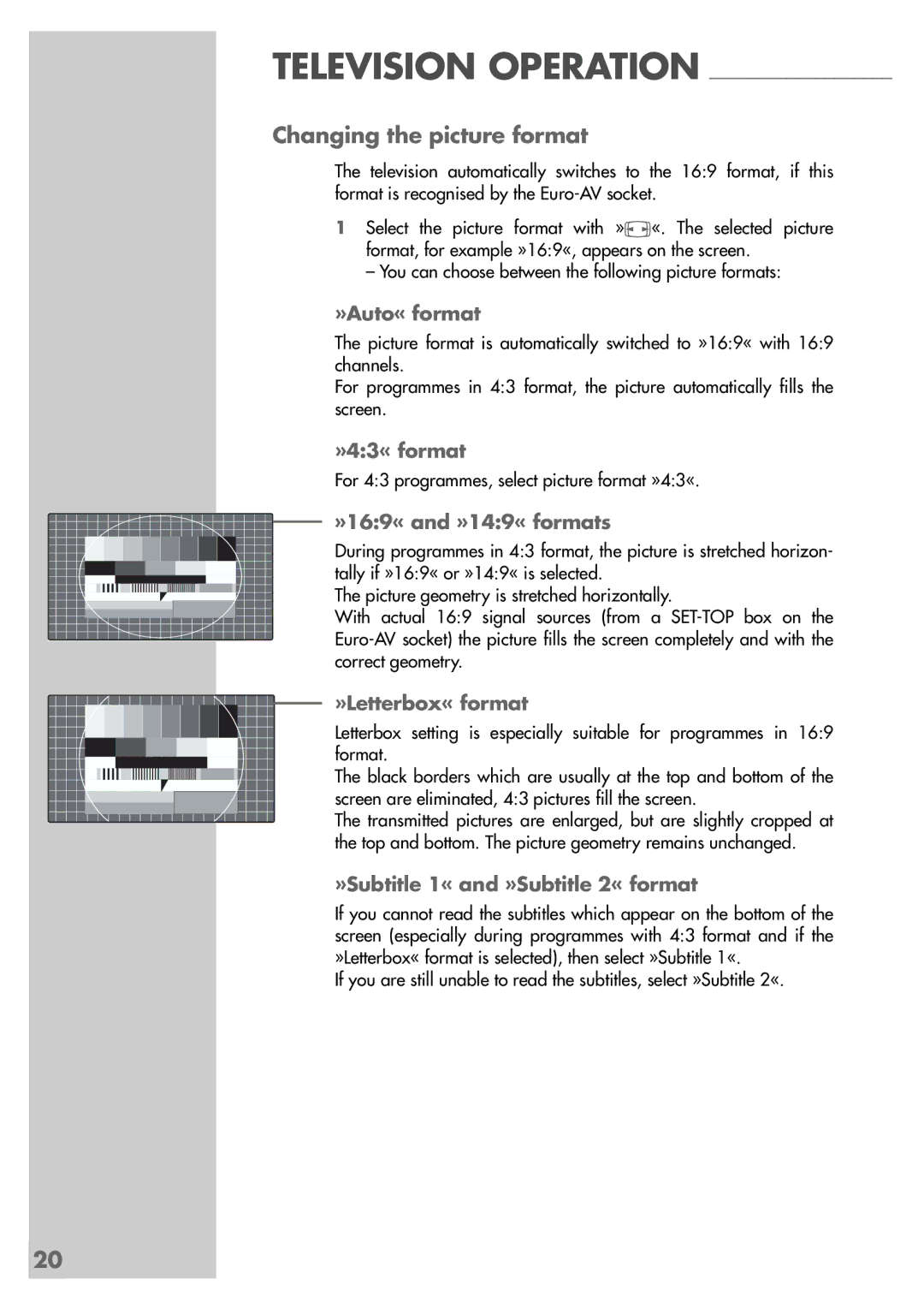 Grundig MF 72-6510/8 manual Changing the picture format 