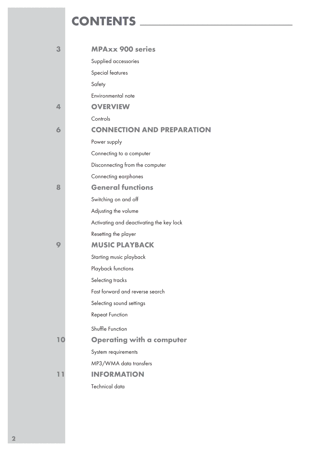 Grundig MPaxx 920, MPaxx 980, MPaxx 940, MPaxx 910, MPaxx 900 series manual Overview 