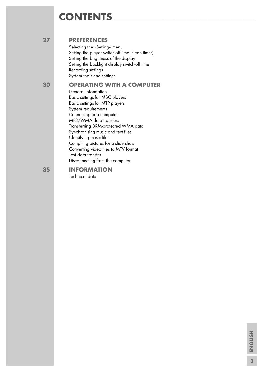 Grundig MPixx 2200, MPixx 2400, MPixx 2000 series manual Information 