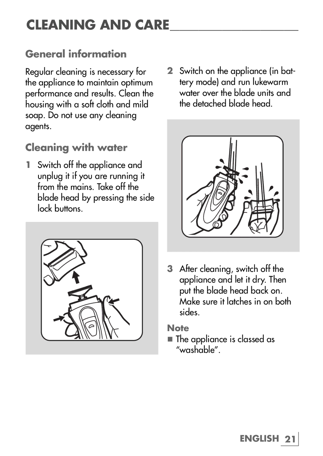 Grundig MS 7540, MS 3540 manual General information, Cleaning with water 