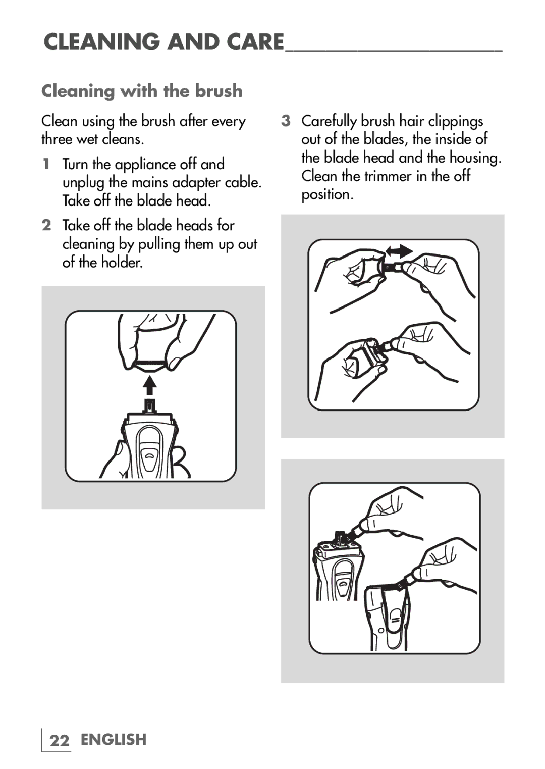 Grundig MS 3540, MS 7540 manual Cleaning with the brush 