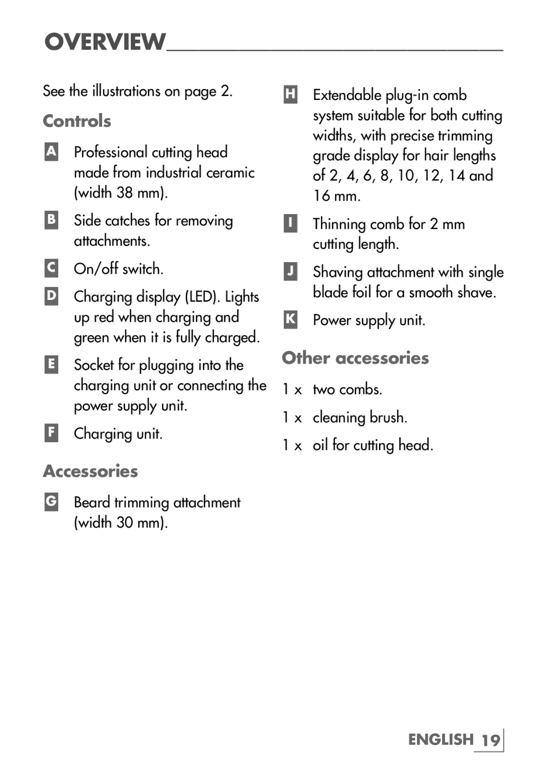 Grundig MT 6740 manual Controls, Accessories, Other accessories 