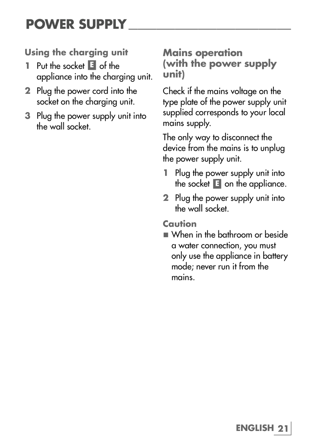 Grundig MT 6740 manual Mains operation With the power supply unit, Using the charging unit 