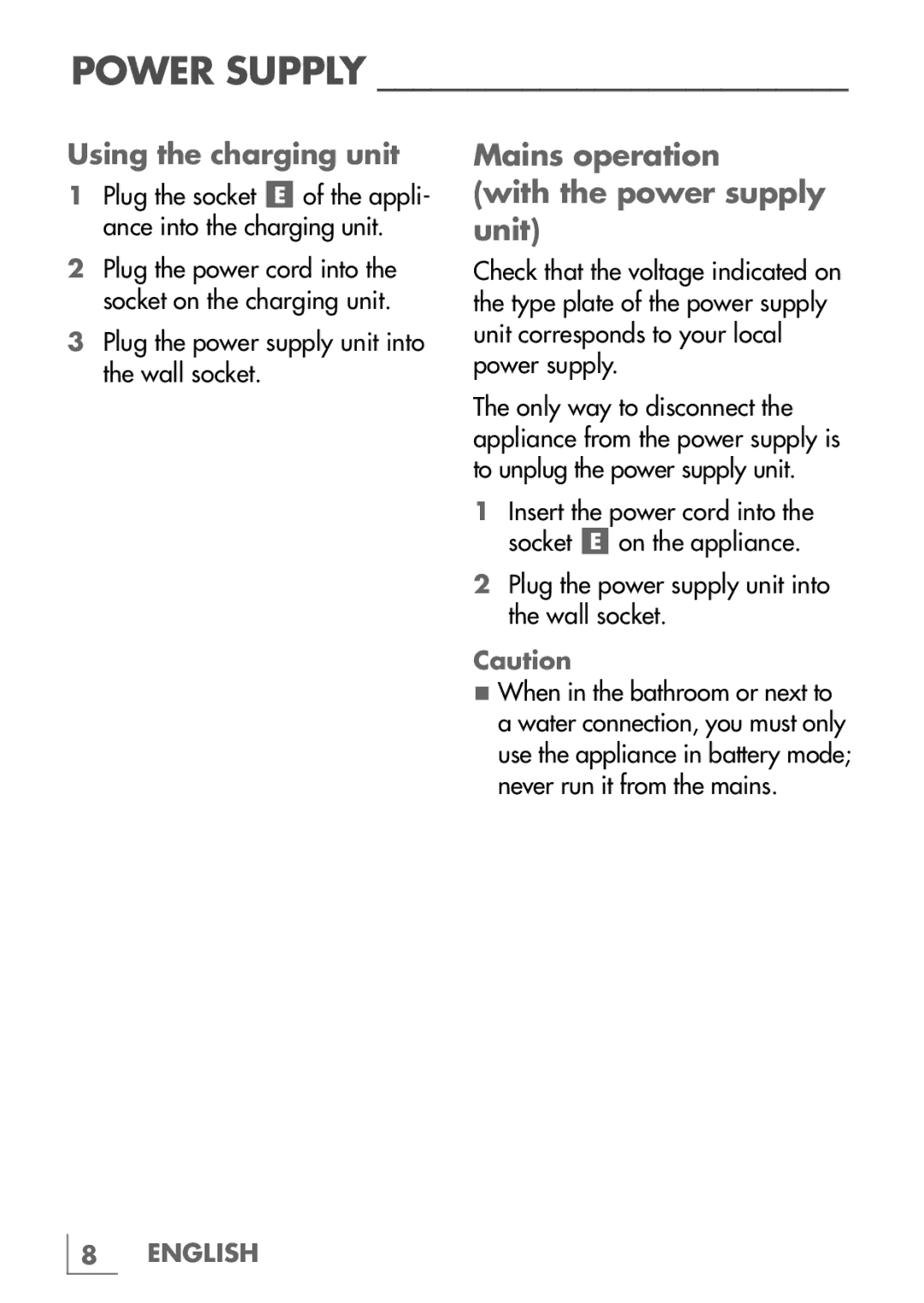 Grundig MT 6741 manual Mains operation With the power supply unit, Using the charging unit 