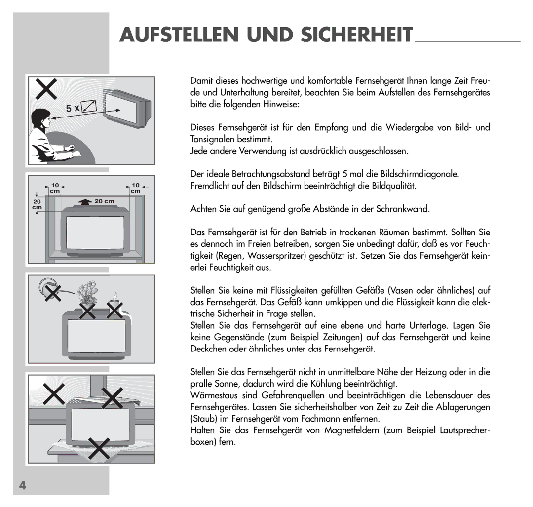 Grundig MW70-150/8 DOLBY manual Aufstellen UND Sicherheit 