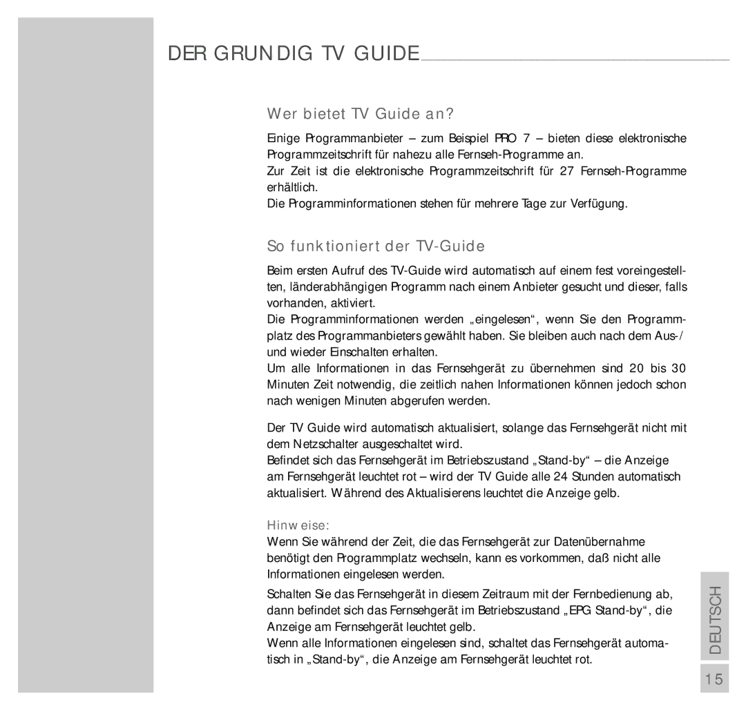 Grundig MW82-150B manual Wer bietet TV Guide an?, So funktioniert der TV-Guide 