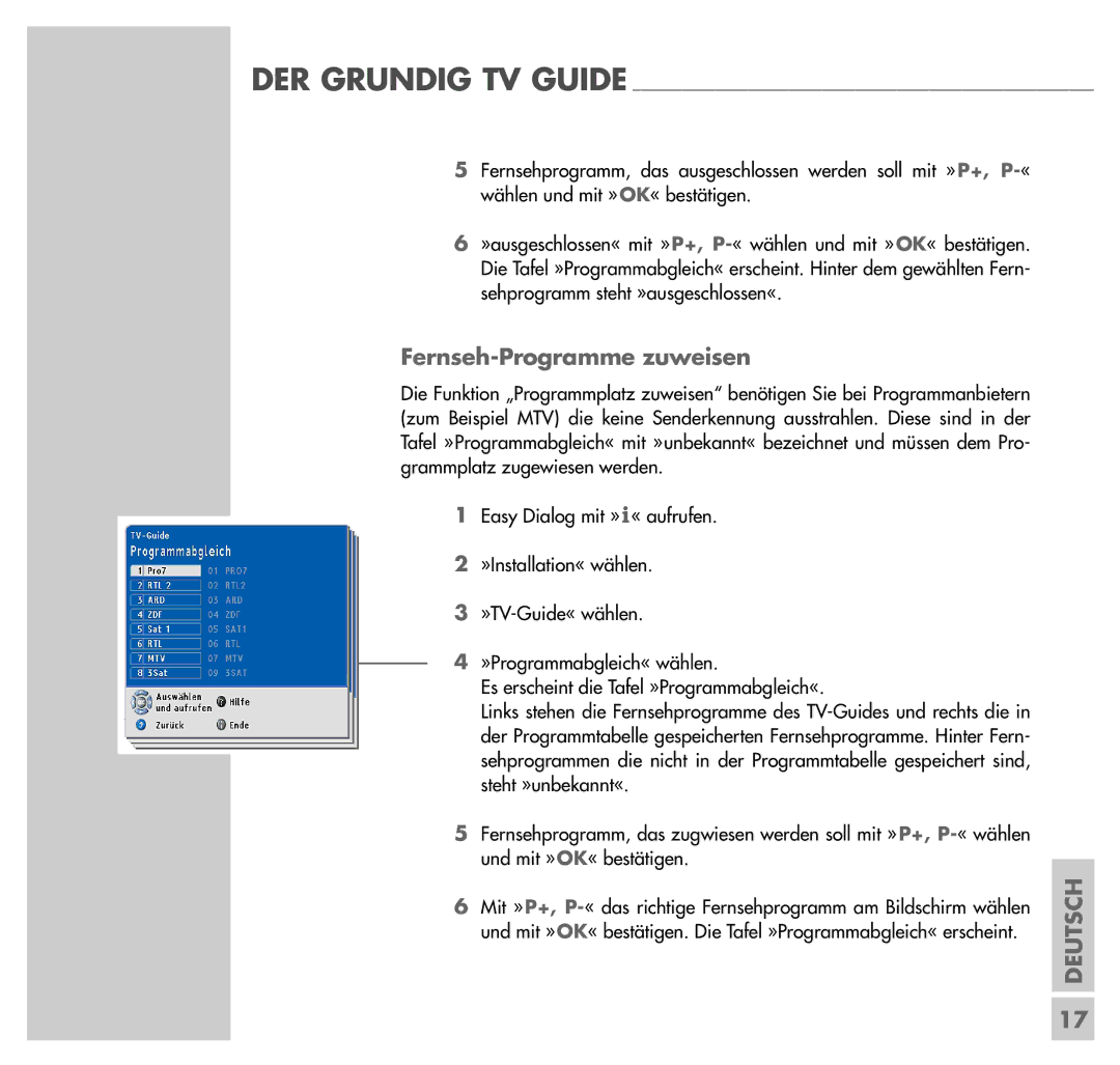 Grundig MW82-150B manual Fernseh-Programme zuweisen 