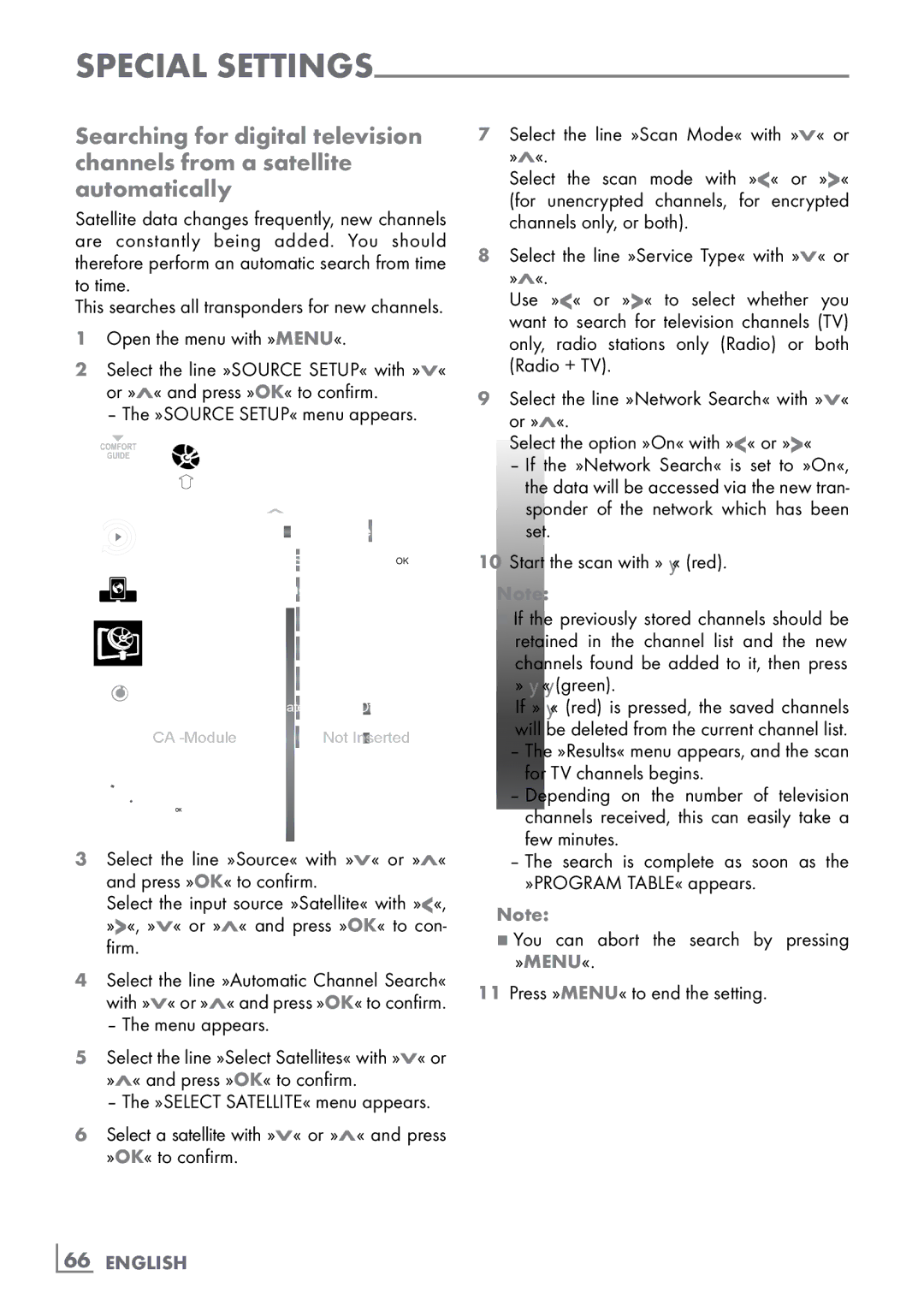 Grundig New York 32 CLE 9130 SL manual Menu appears, ­66 English 