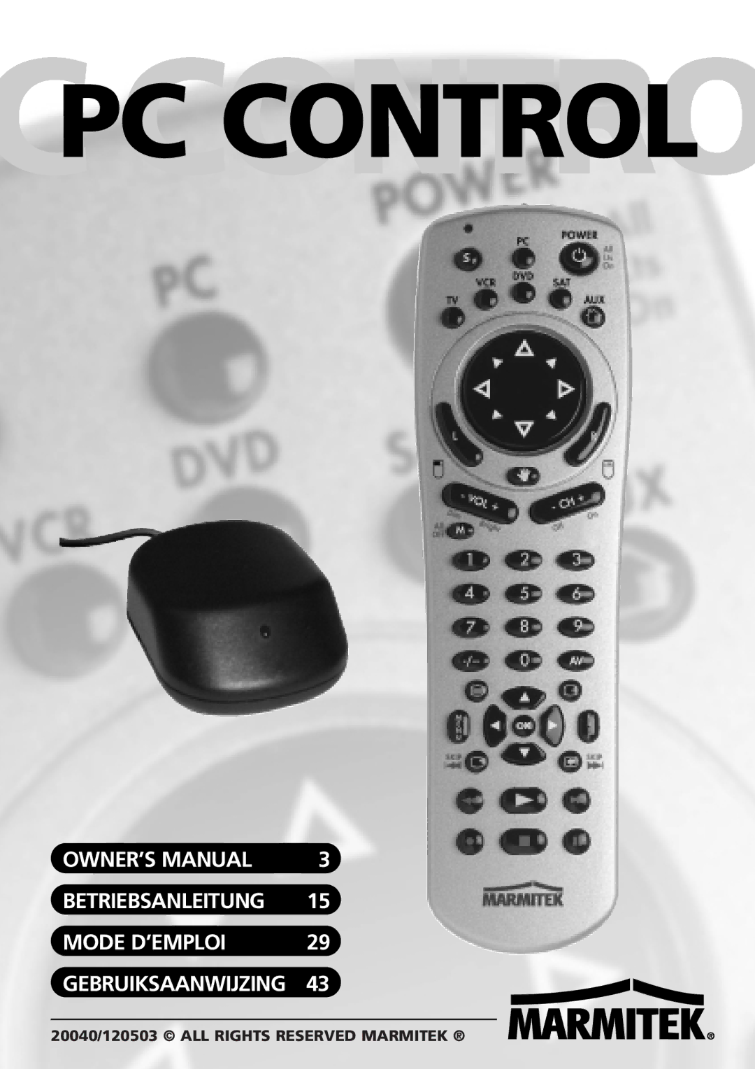 Grundig PC CONTROL owner manual Cpccontrocontrol 