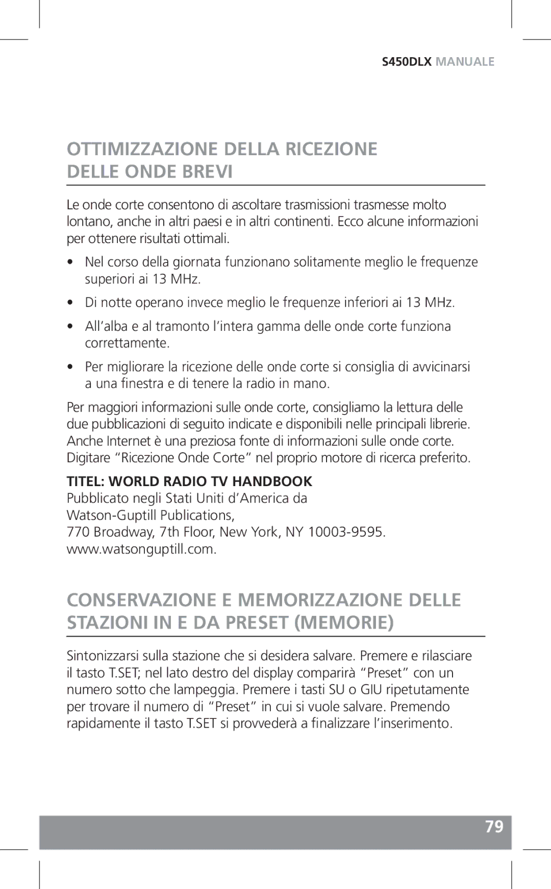 Grundig S450DLX owner manual Ottimizzazione Della Ricezione Delle Onde Brevi 