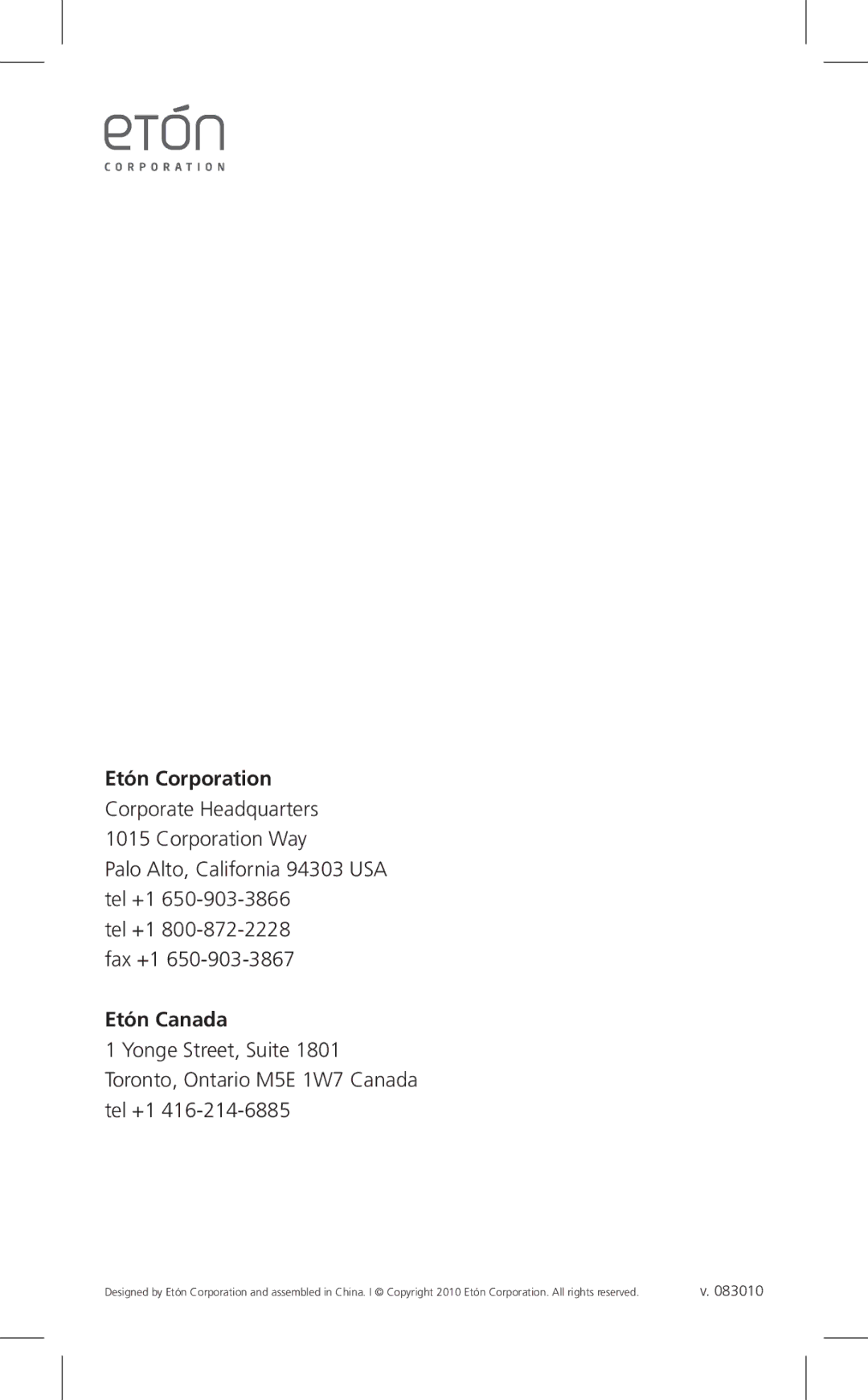 Grundig S450DLX owner manual Etón Corporation 