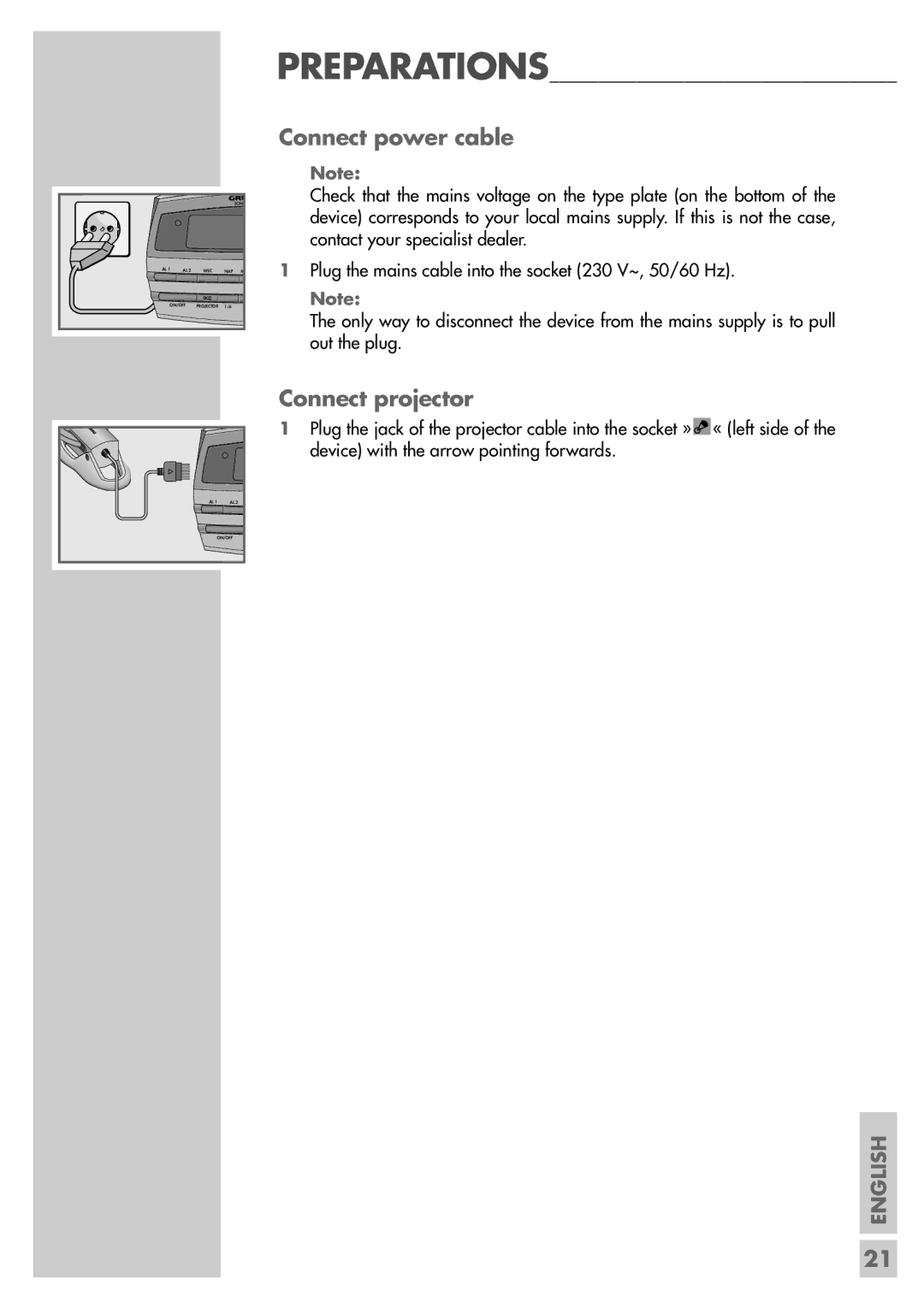 Grundig SC 5304 DCF manual Connect power cable, Connect projector 