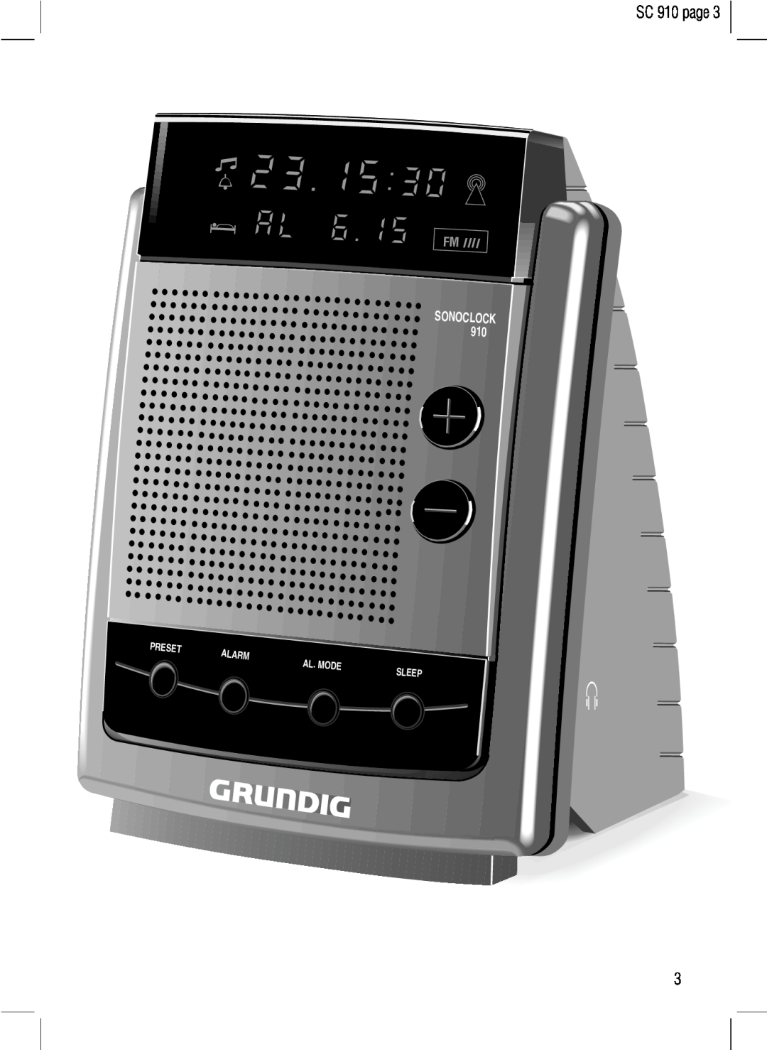 Grundig SC 910 manual Alarm, Preset, Sonoclock Sleep, Al. Mode 