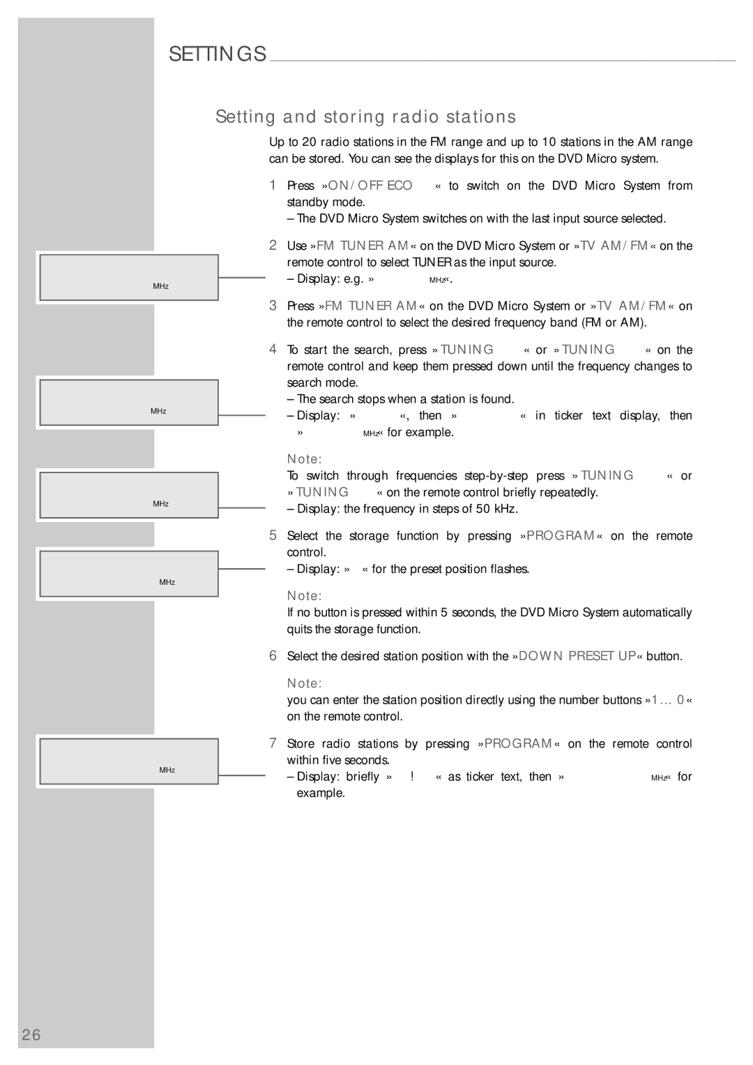 Grundig Scenos UMS 6400 DVD manual Setting and storing radio stations 