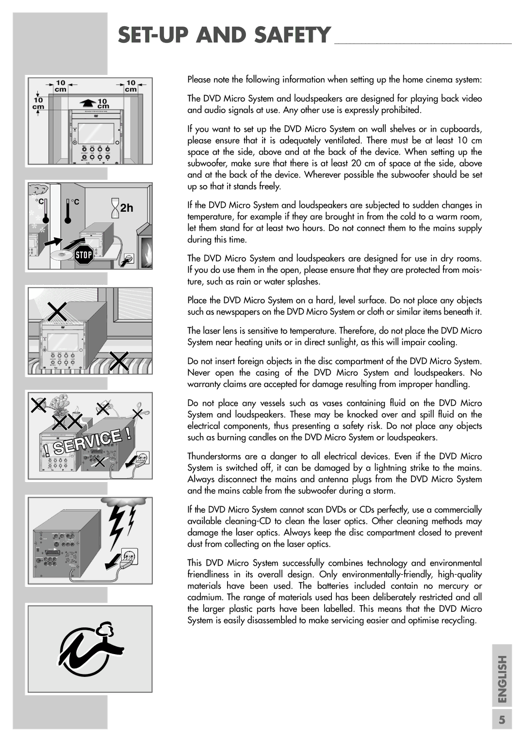 Grundig Scenos UMS 6400 DVD manual SET-UP and Safety 