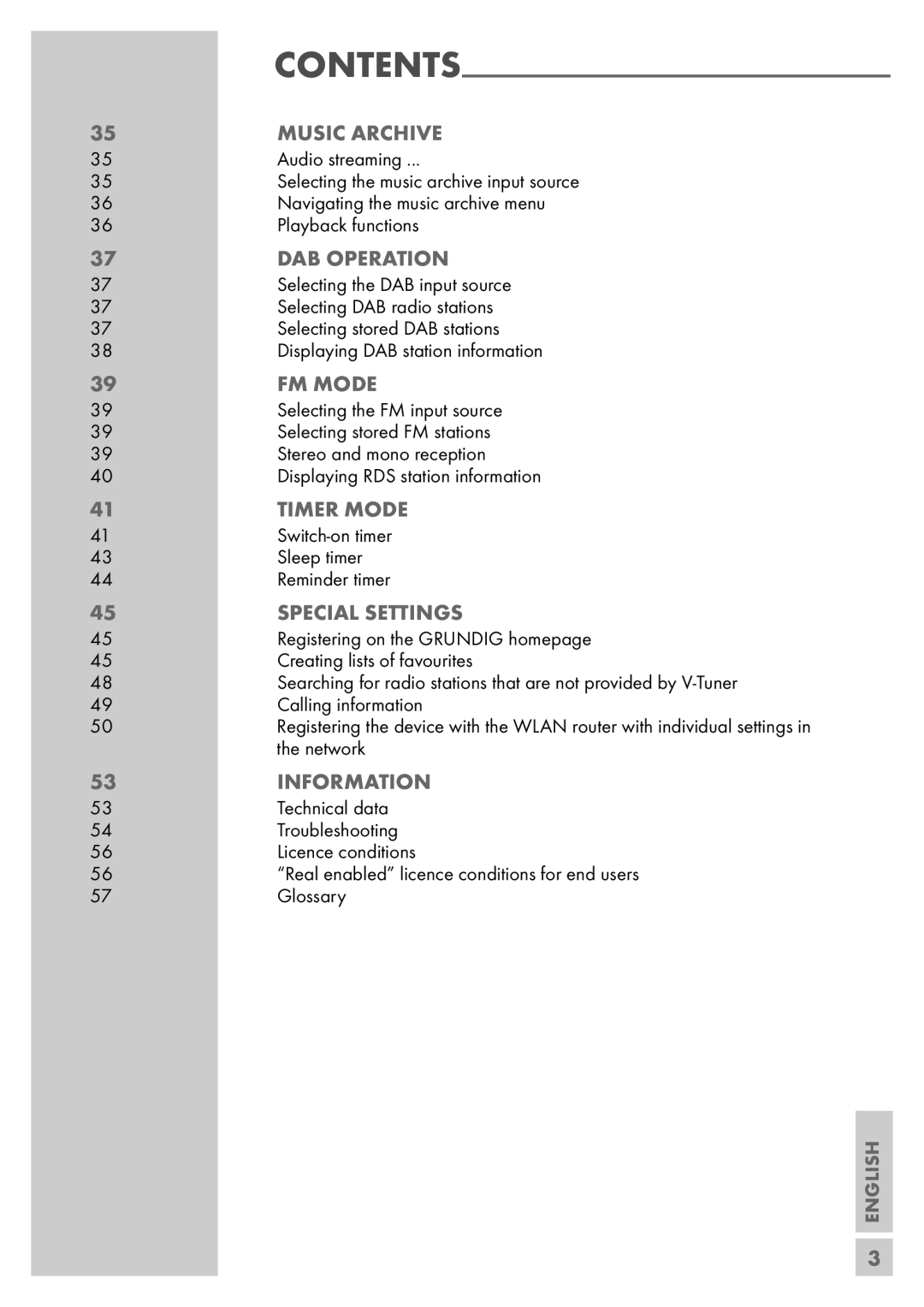 Grundig Sonoclock 890 WEB Audio streaming, Selecting the music archive input source, Navigating the music archive menu 