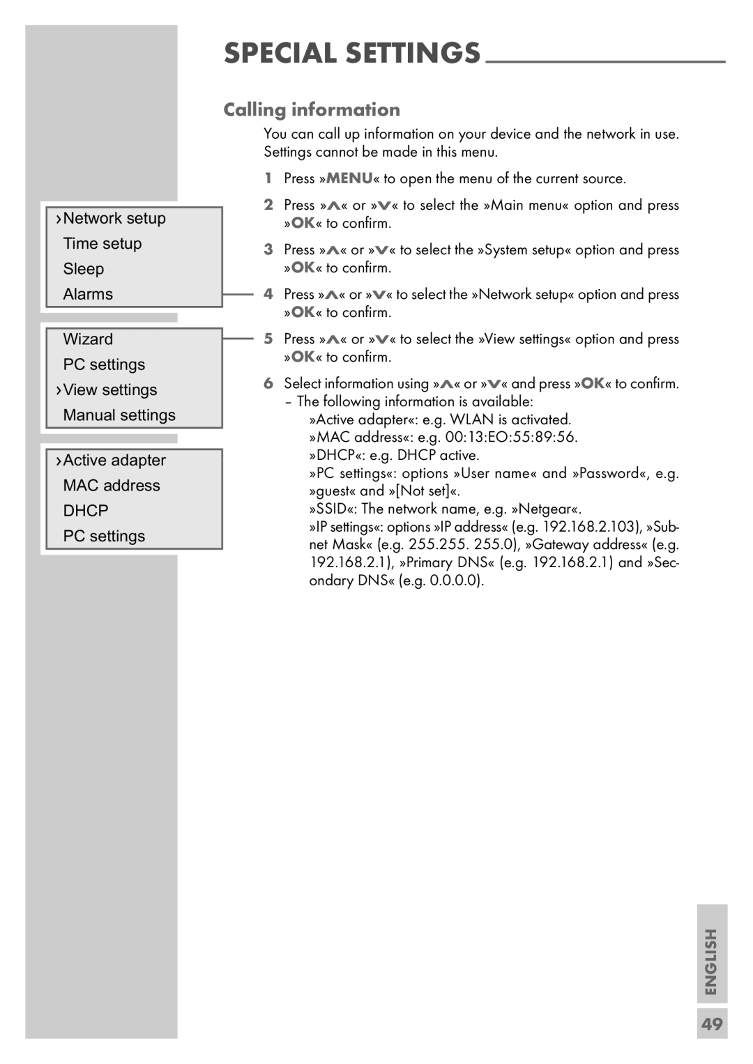Grundig Sonoclock 890 WEB manual Calling information, English 