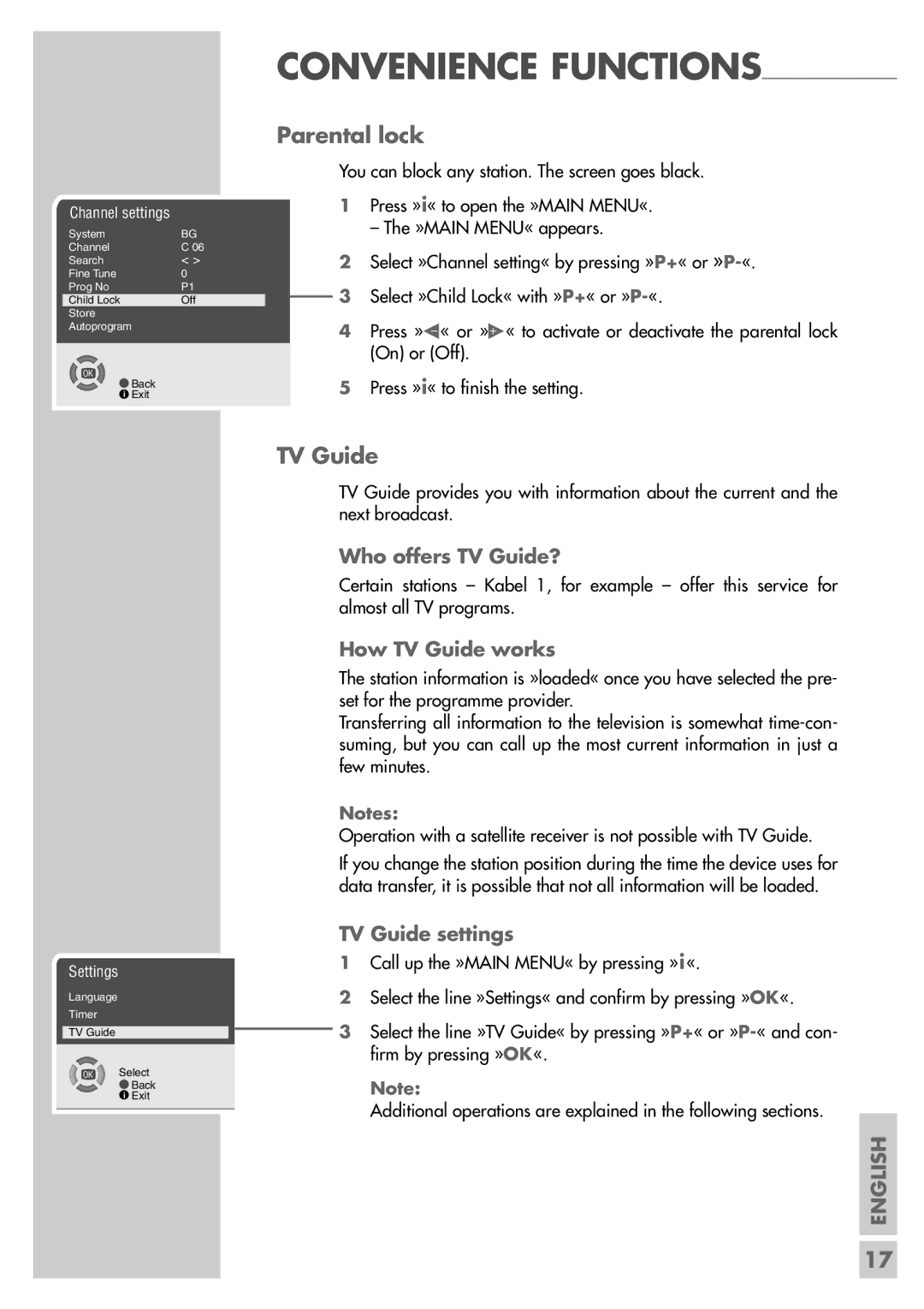 Grundig ST 55-2502/5 TOP manual Parental lock, Who offers TV Guide?, How TV Guide works, TV Guide settings 