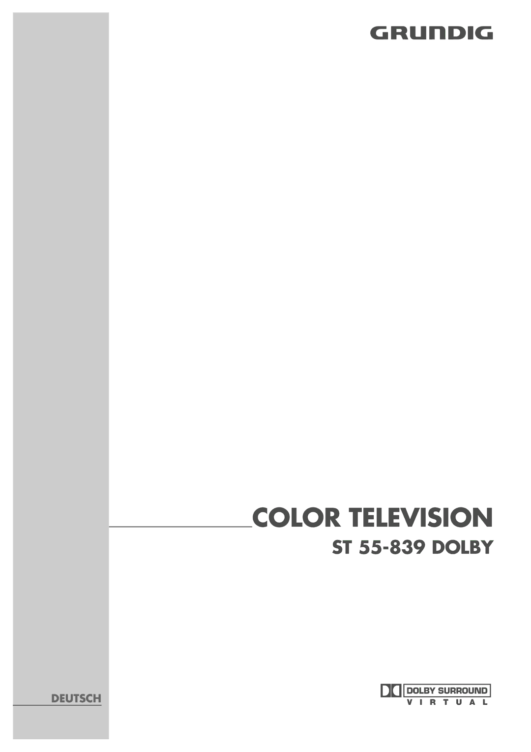 Grundig ST 55-839 manual Color Television 