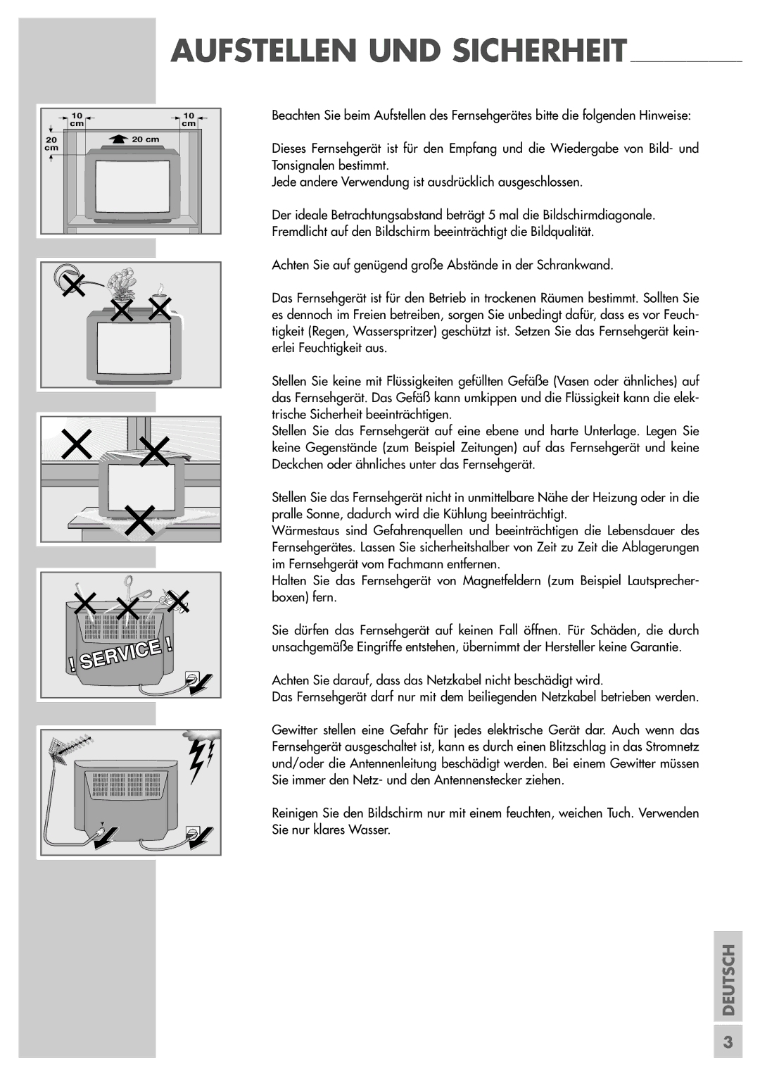 Grundig ST 55-839 manual Aufstellen UND Sicherheit 