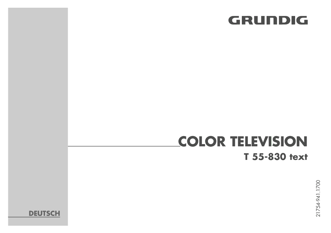 Grundig T55-830 text manual Color Television 