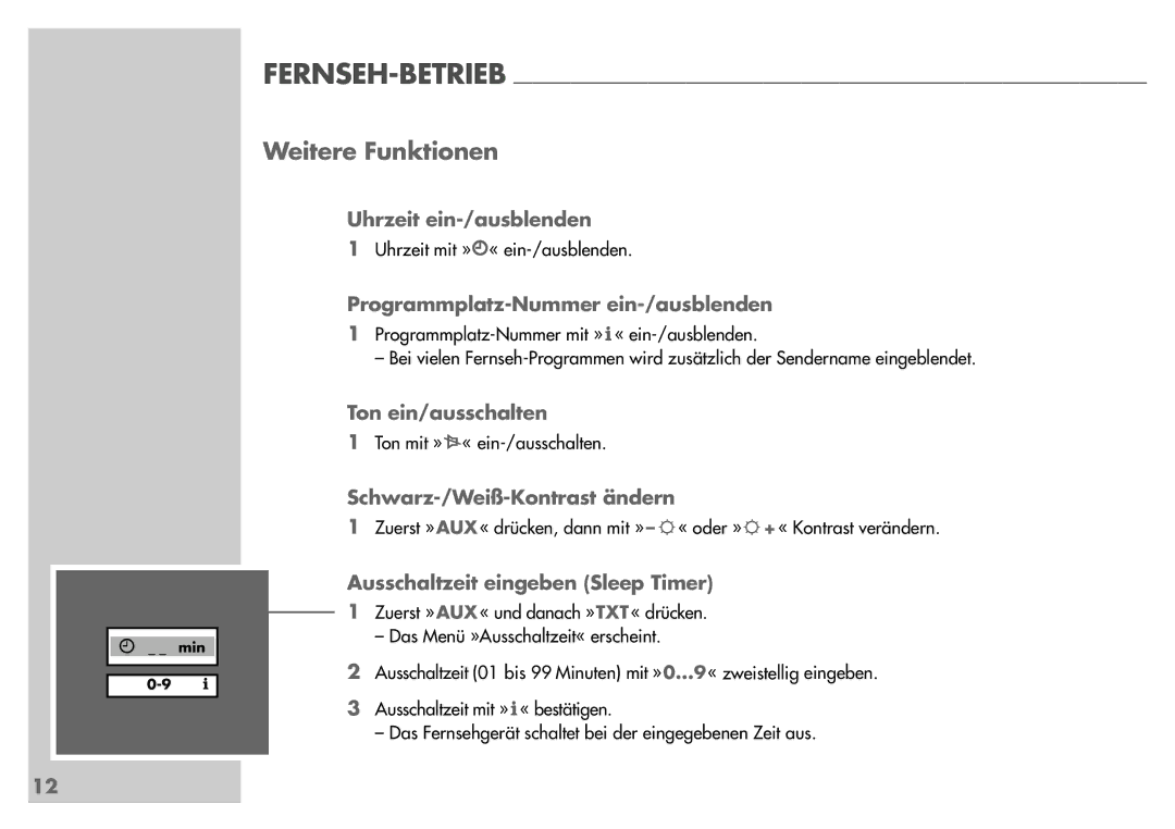 Grundig T55-830 text manual Weitere Funktionen 