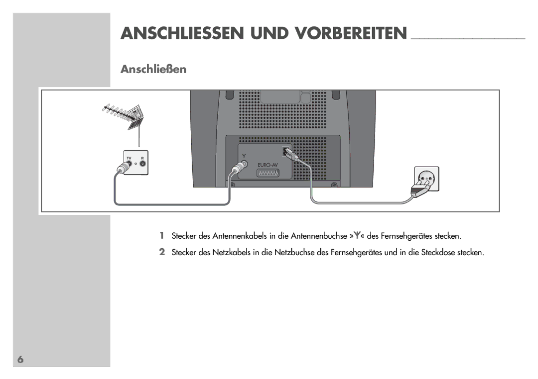 Grundig T55-830 text manual Anschliessen UND Vorbereiten, Anschließen 