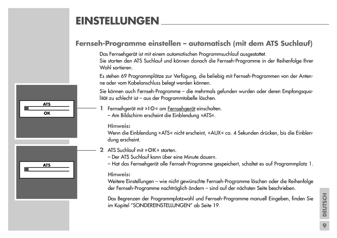 Grundig T55-830 text manual Einstellungen 