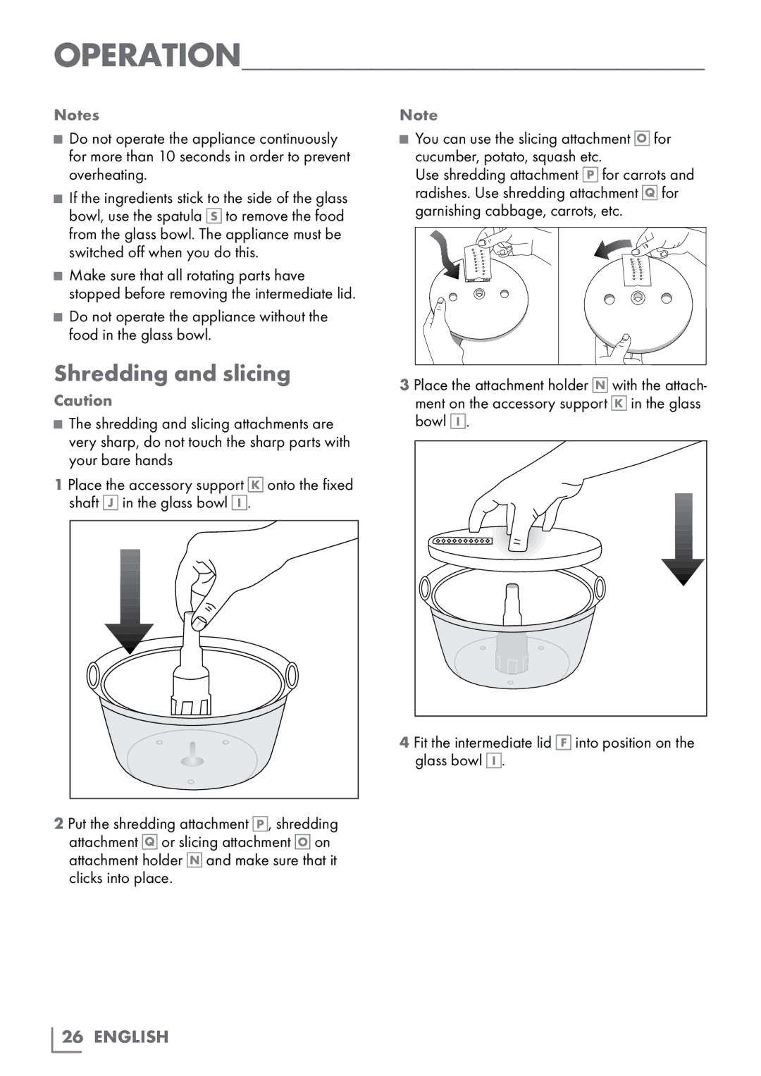 Grundig UM 8050 manual Shredding and slicing 