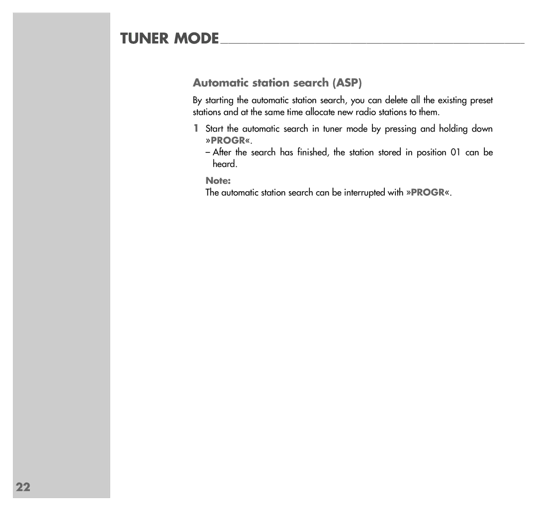 Grundig UMS 4100 manual Automatic station search ASP 