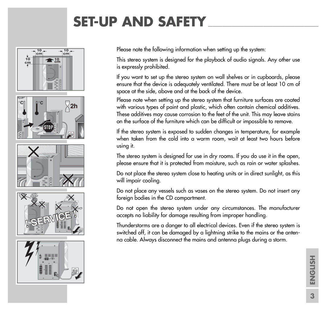 Grundig UMS 4100 manual SET-UP and Safety 