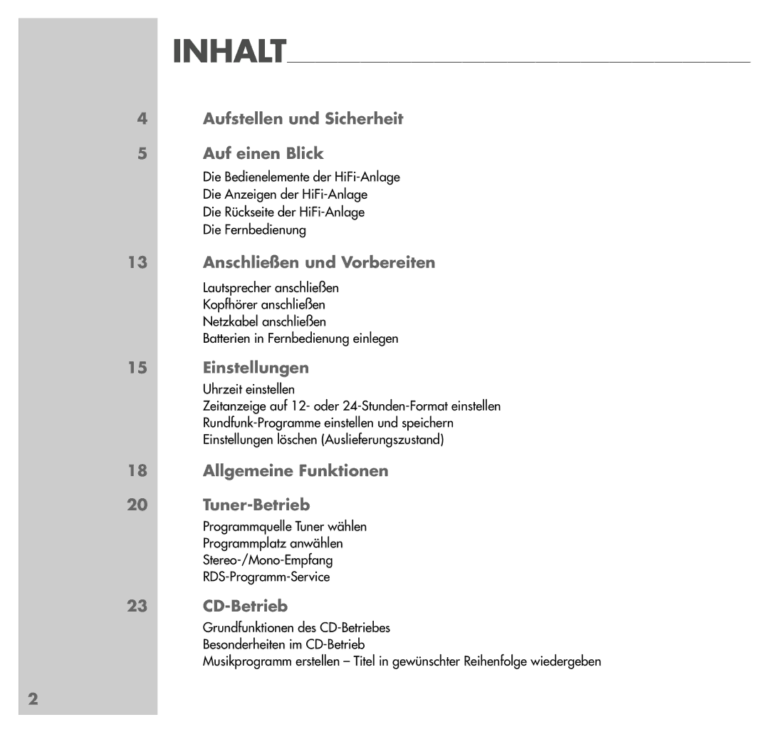 Grundig UMS 4200 manual Aufstellen und Sicherheit Auf einen Blick, Anschließen und Vorbereiten, Einstellungen, CD-Betrieb 