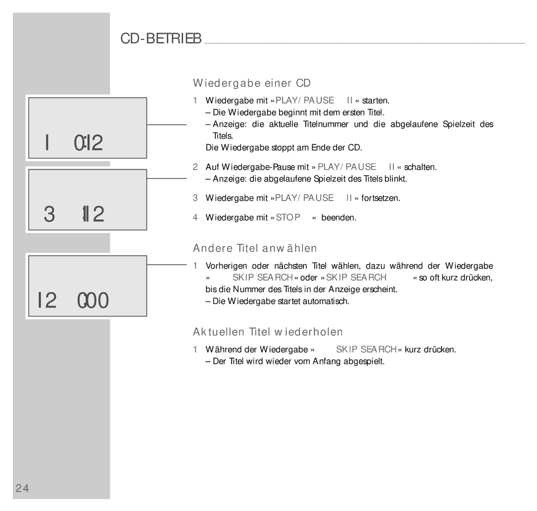 Grundig UMS 4200 manual 0I2, Andere Titel anwählen, Aktuellen Titel wiederholen 